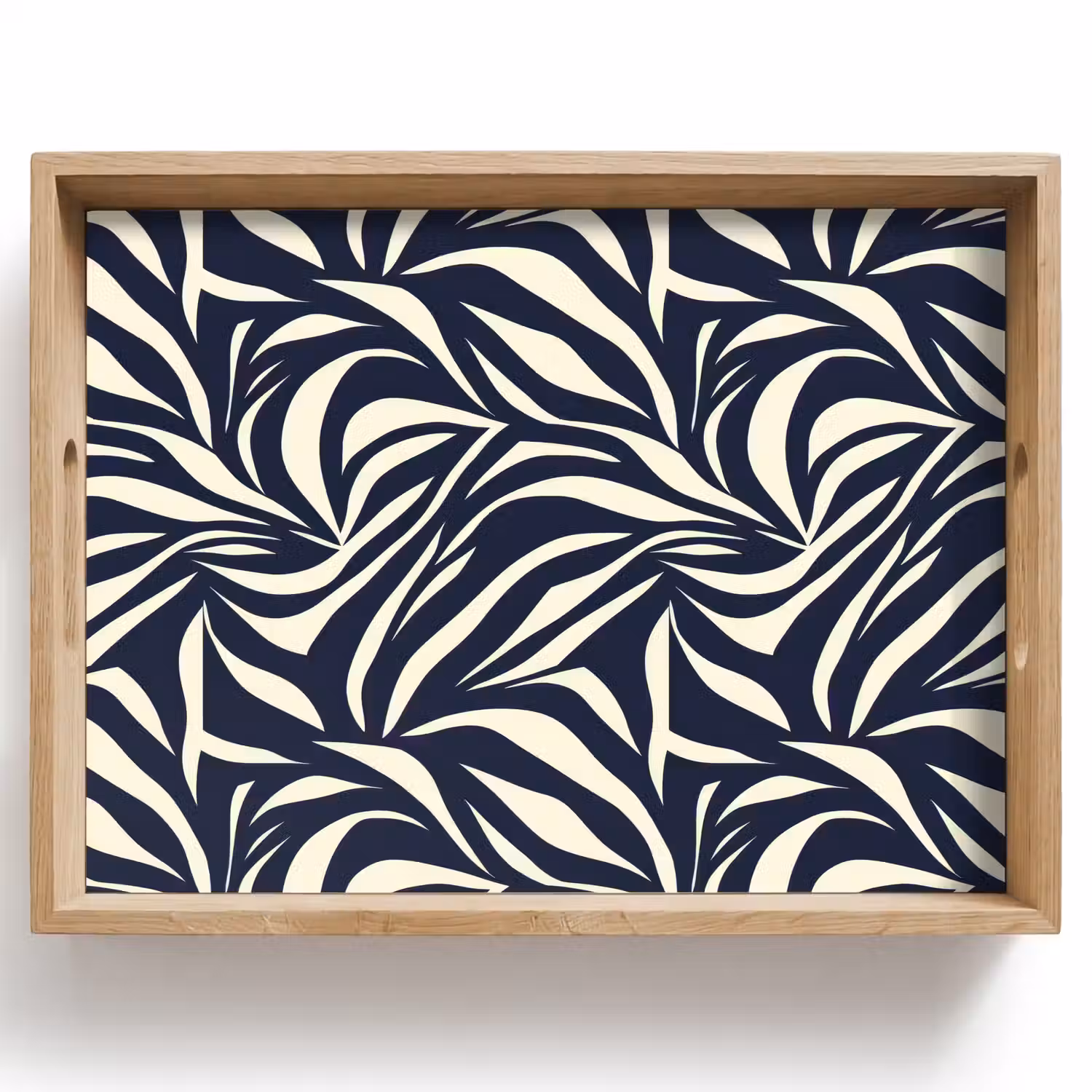 Bladvormen - Blauw - Patroon - Wit Dienblad Rechthoek middel 911 -z3d_shopping