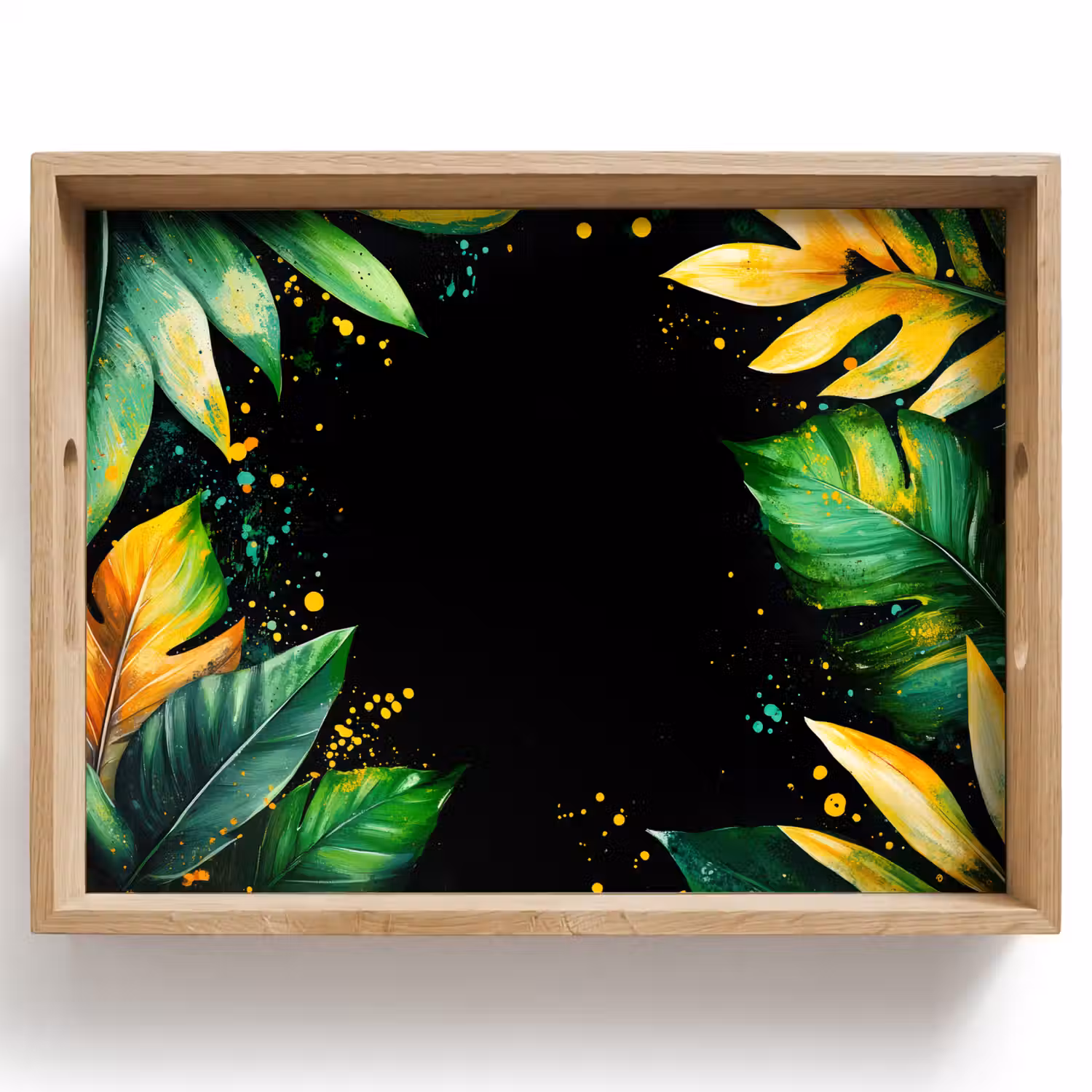 Bladeren - Groen - Geel - Verf - Jungle Dienblad Rechthoek middel -z3d_shopping