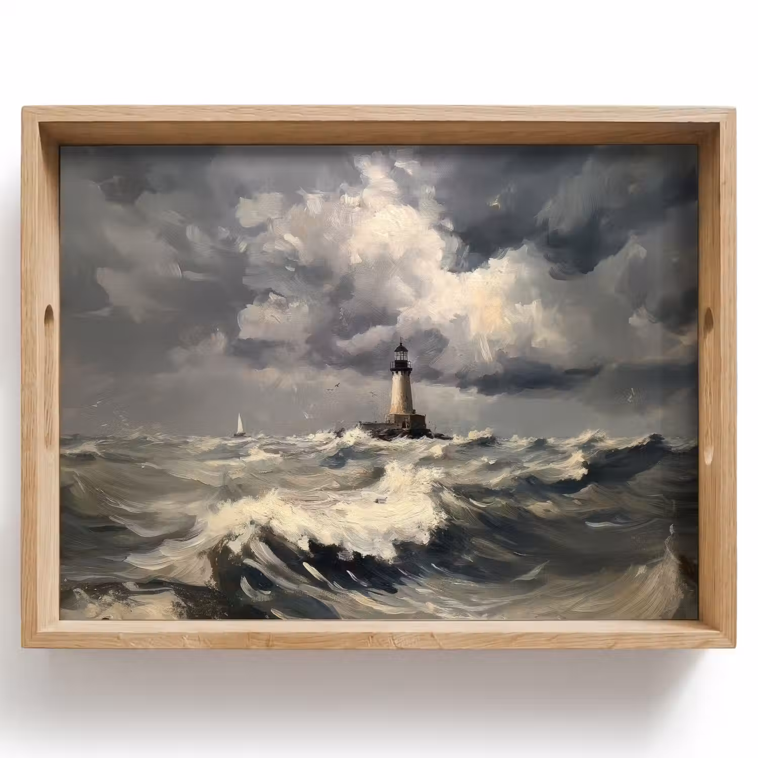 Vuurtoren - Golven - Storm Dienblad Rechthoek middel -z3d_shopping