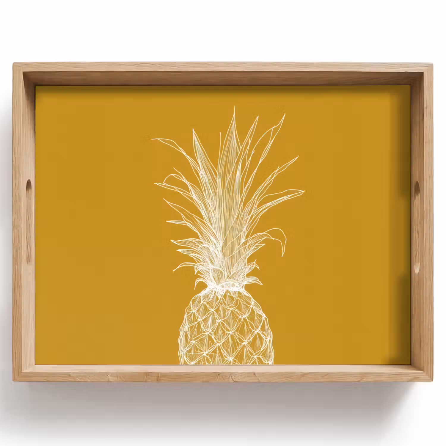 Lijnillustratie - Ananas - Bladkroon - Okergeel Dienblad Rechthoek middel -z3d_shopping