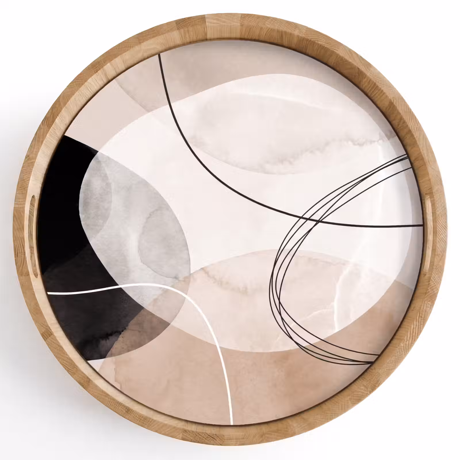 Tray - Lines - Wavy - Art - Lijnen - Golvend - Kunst Dienblad Rond middel