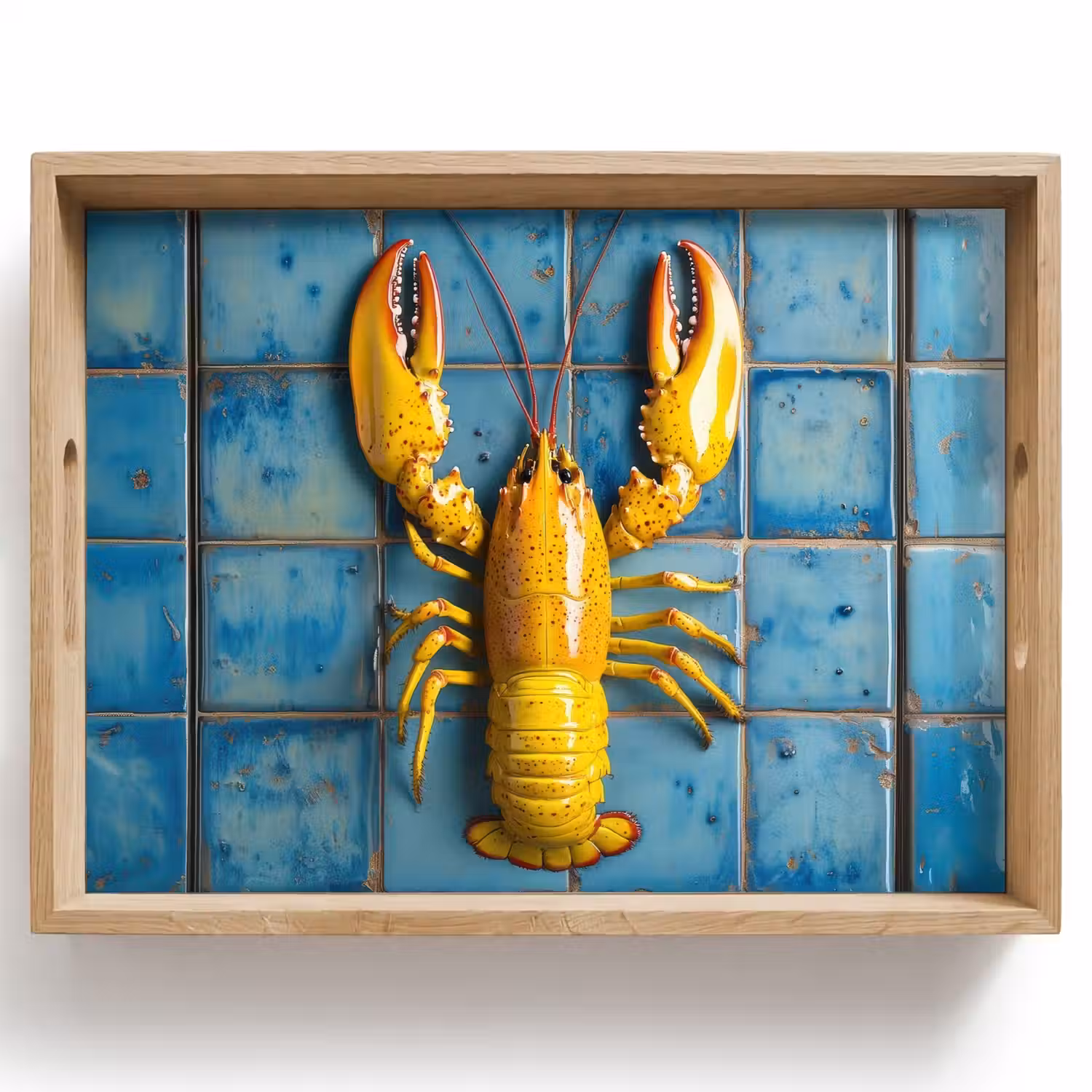 Kreeft - Geel - Blauw - Tegels Dienblad Rechthoek middel -z3d_shopping