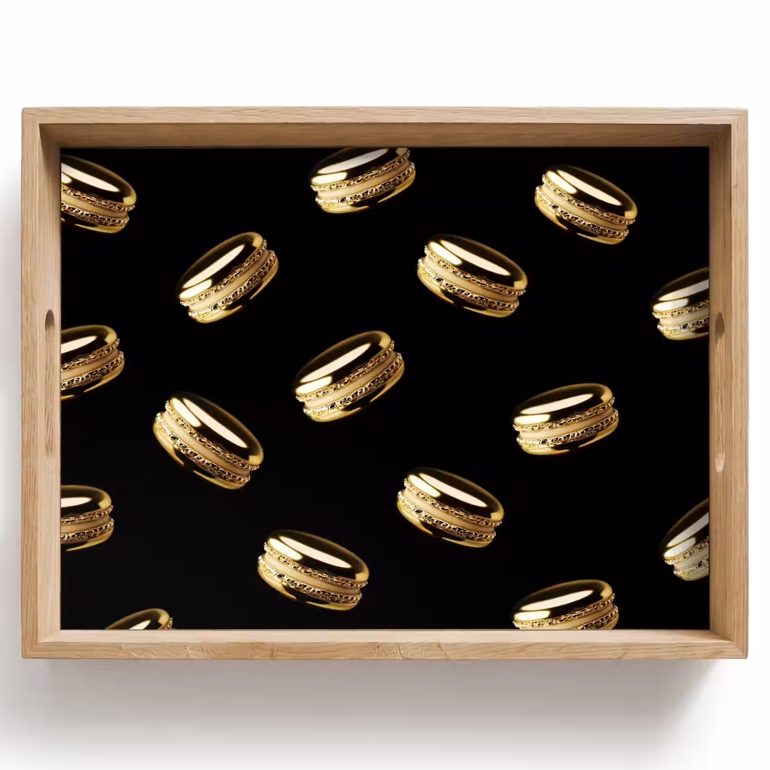 Macarons - Patroon - Goud - Zwart Dienblad Rechthoek middel -z3d_shopping