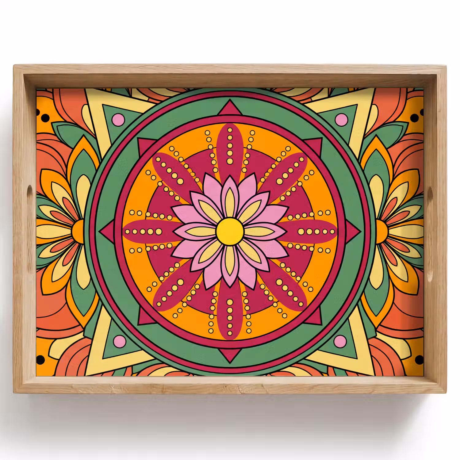 Mandala - Bloemen - Abstract - Kleurrijk Dienblad Rechthoek middel -z3d_shopping
