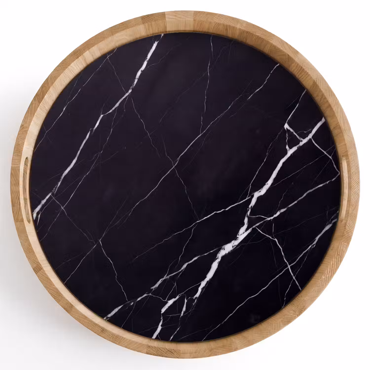 Marmer - Patroon - Abstract - Modern - Zwart Dienblad Rond middel -z3d_shopping