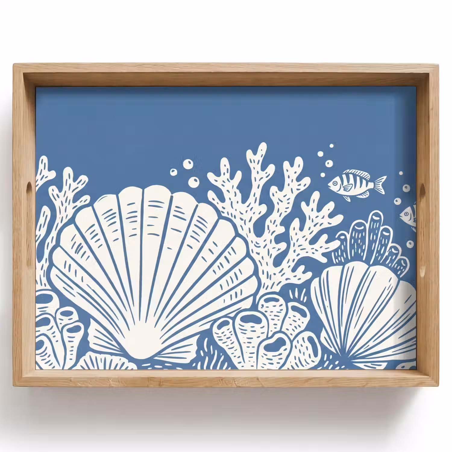 Zeeleven - Koraal - Schelp - Vis - Illustratie - Onderwater Dienblad Rechthoek middel -z3d_shopping