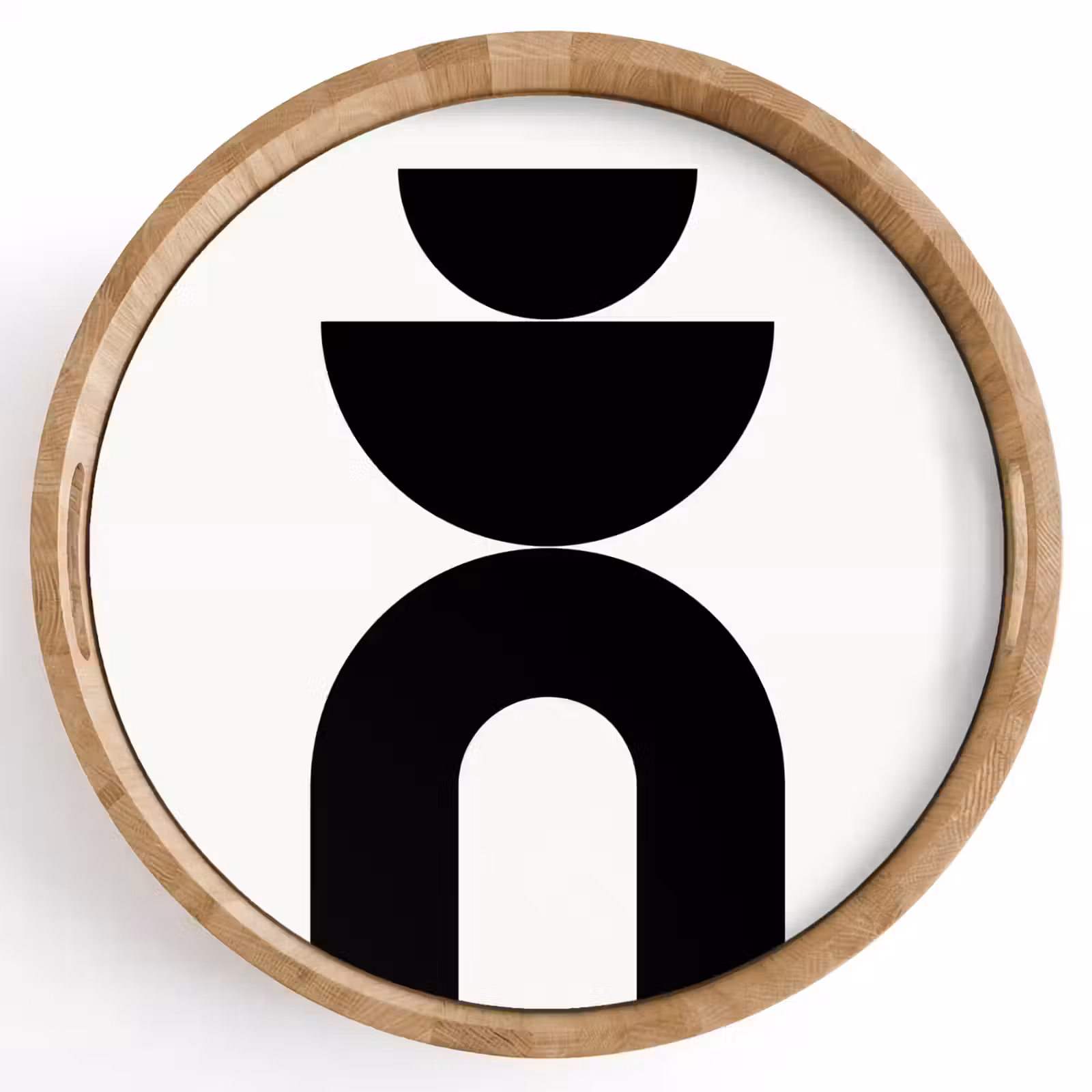 Tray - Minimalist - Art - White - Minimalistisch - Kunst - Wit Dienblad Rond middel