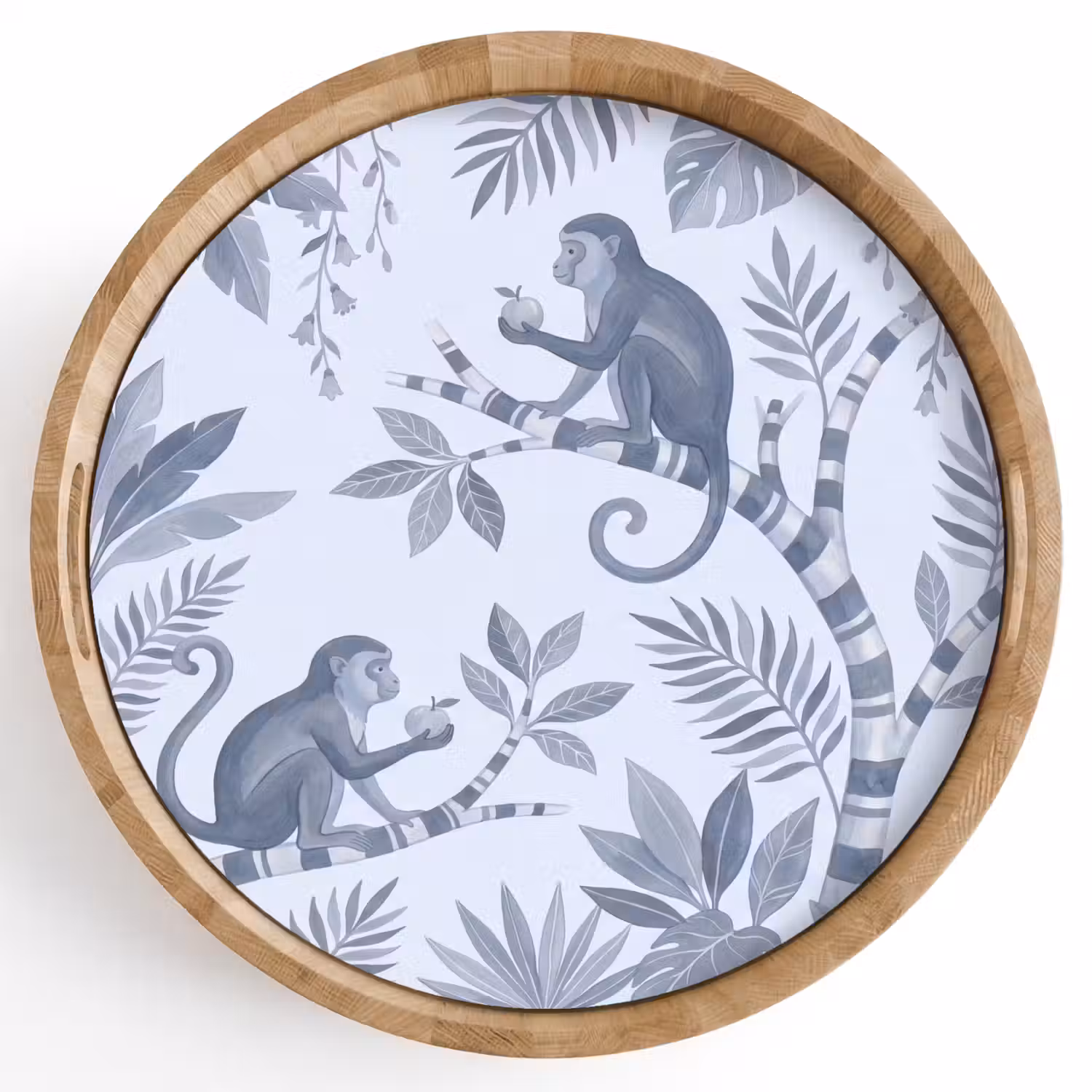 Aap - Boom - Bladeren - Jungle - Illustratie Dienblad Rond middel -z3d_shopping