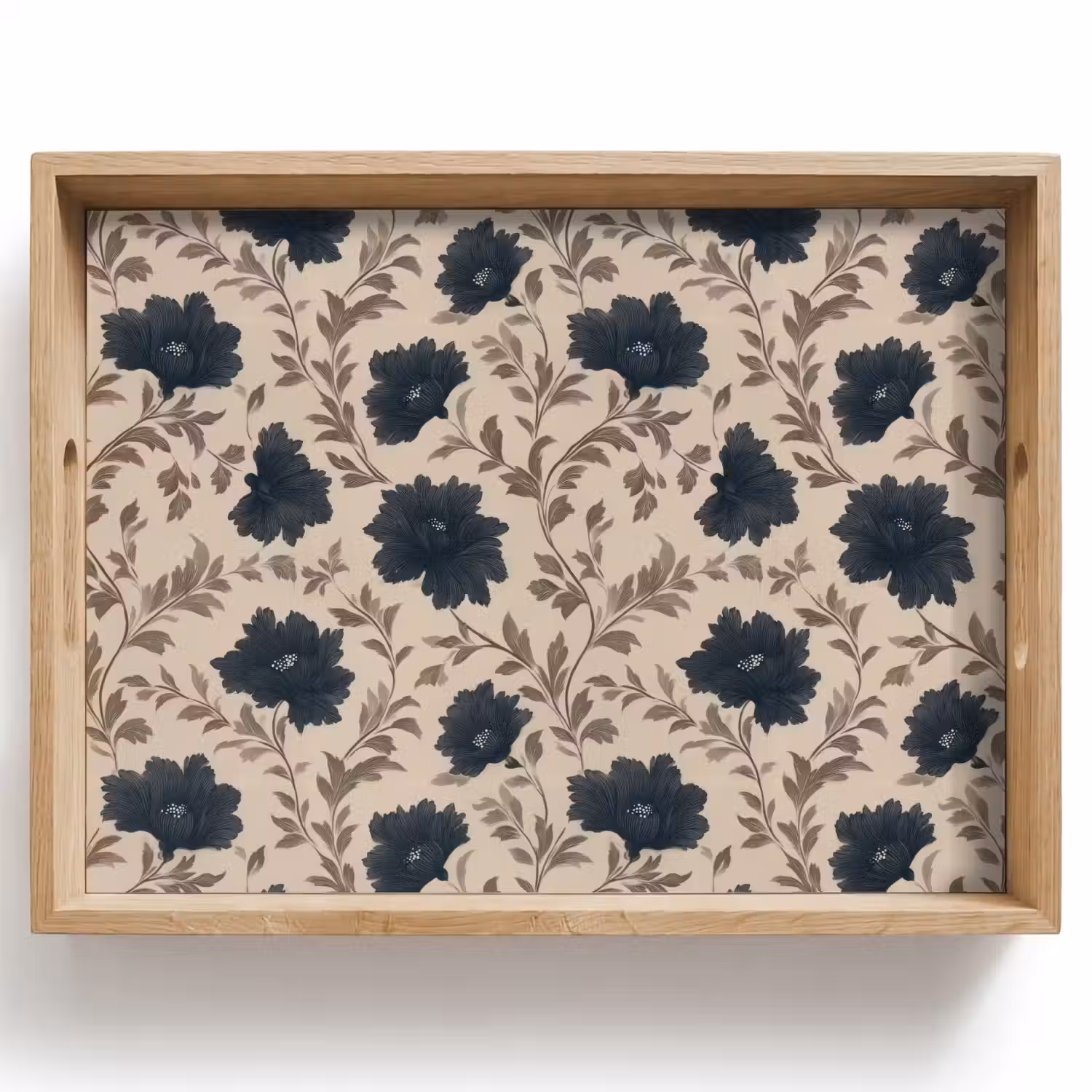 Motief - Bloemen - Zwart - Beige Dienblad Rechthoek middel 911 -z3d_shopping