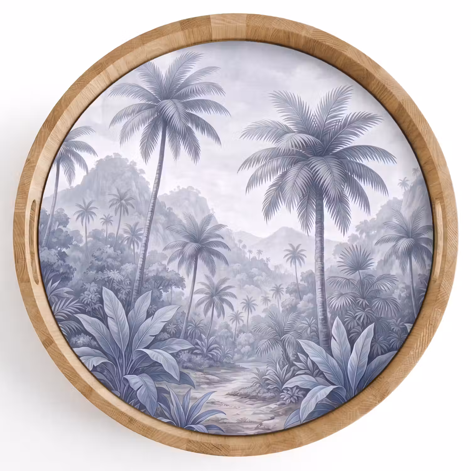 Natuur - Boom - Tropisch - Landschap - Blauw Dienblad Rond middel -z3d_shopping