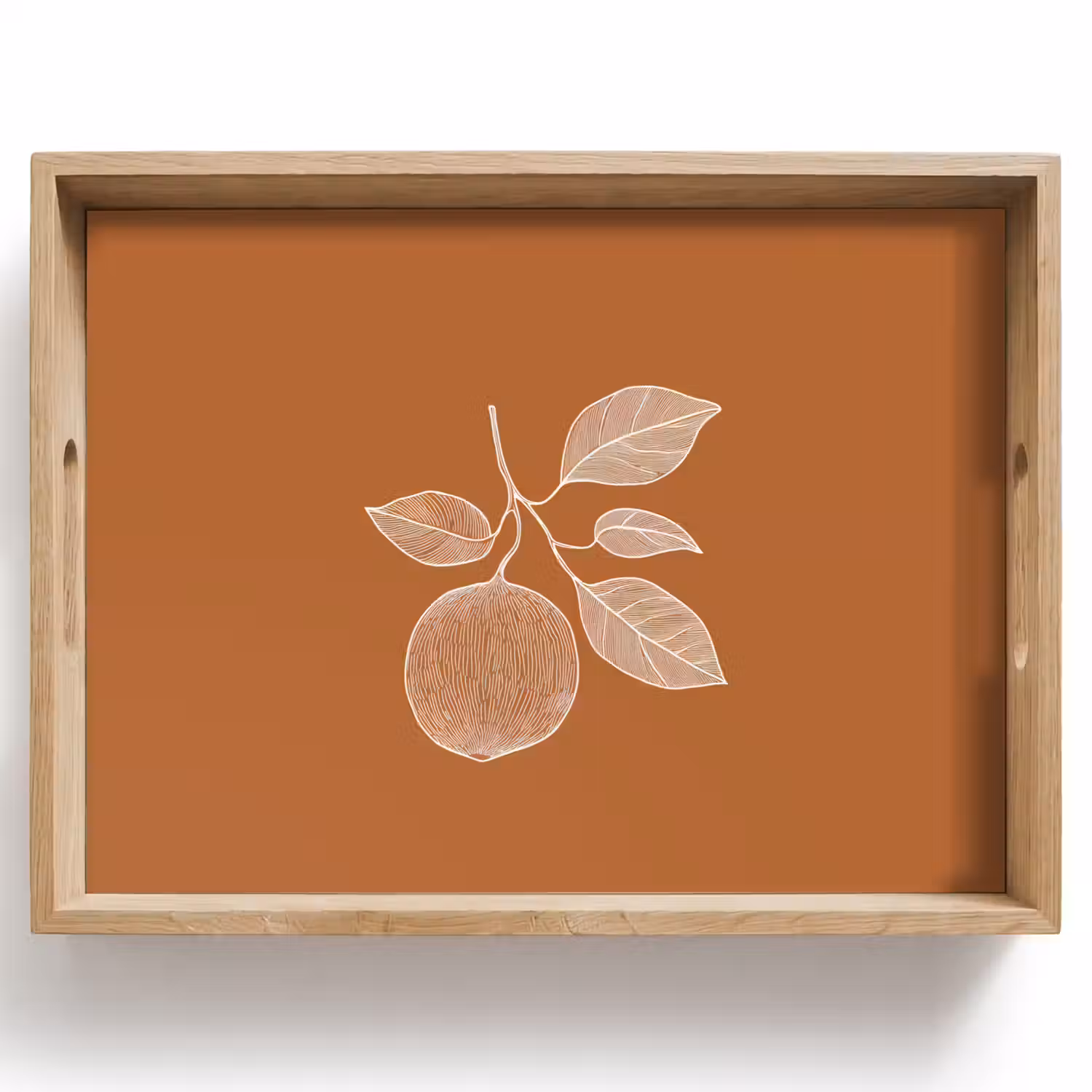 Sinaasappel - Getekend - Bladeren - Bruin Dienblad Rechthoek middel -z3d_shopping
