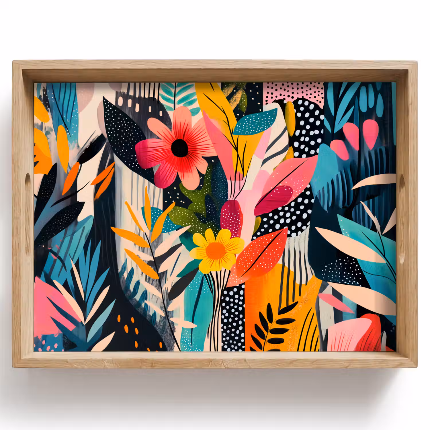 Schilderij - Abstract - Bloemen - Roze Dienblad Rechthoek middel -z3d_shopping