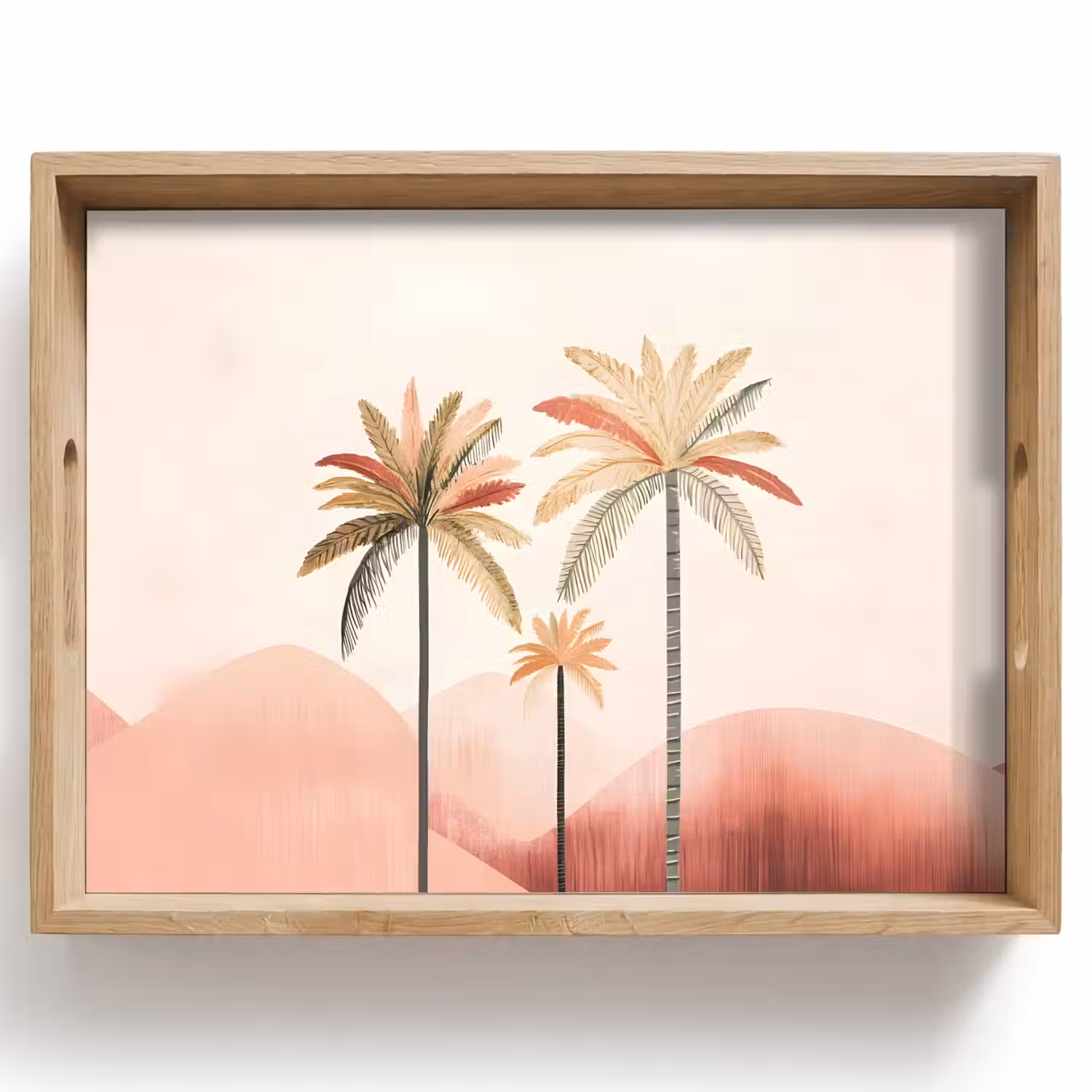 Palmbomen - Heuvels - Minimalistisch - Zachtroze Dienblad Rechthoek middel -z3d_shopping