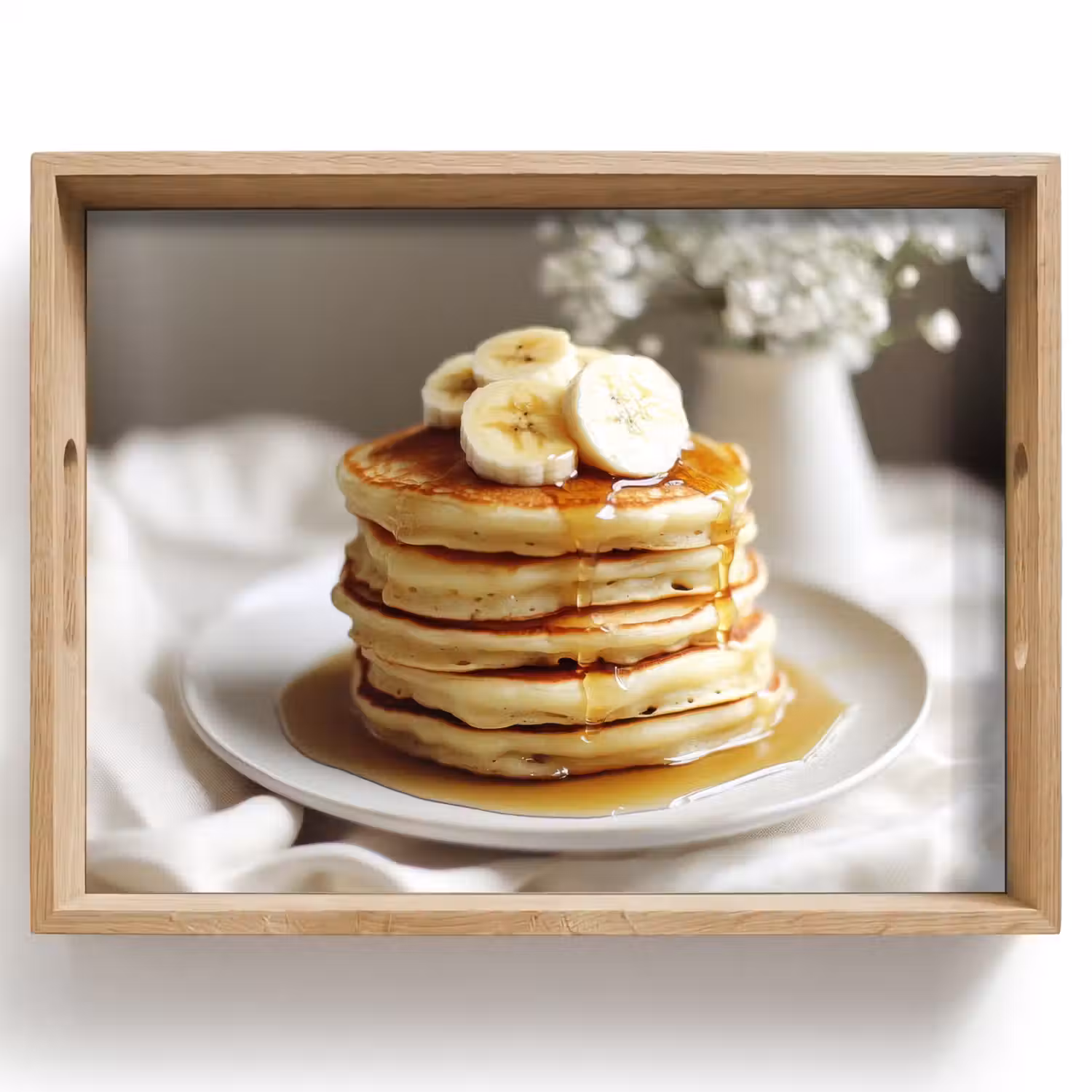 Pannenkoeken - Banaan - Siroop - Wit - Beige Dienblad Rechthoek middel -z3d_shopping