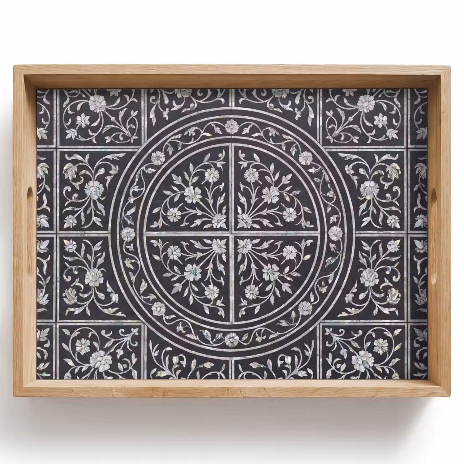 Patroon - Bloemmotief - Decoratie - Klassiek - Zwart Dienblad Rechthoek middel -z3d_shopping