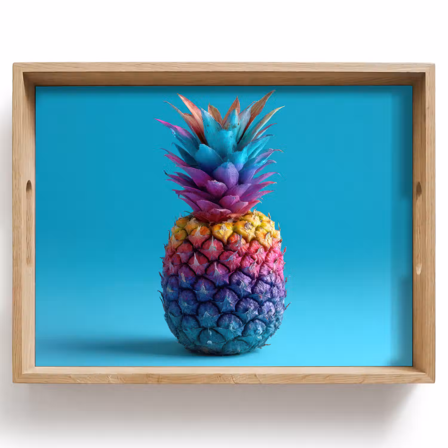 Ananas - Regenboog - Blauw - Popart Dienblad Rechthoek middel -z3d_shopping