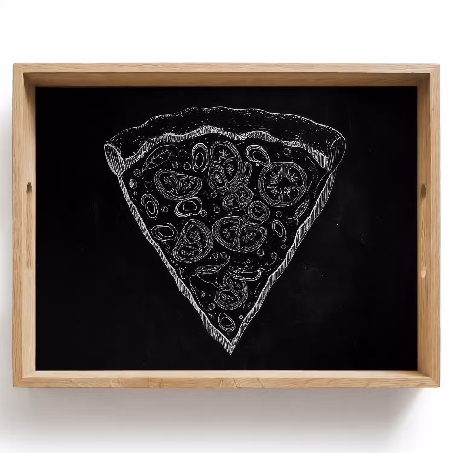 Pizzapunt - Toppings - Krijttekening Dienblad Rechthoek middel -z3d_shopping