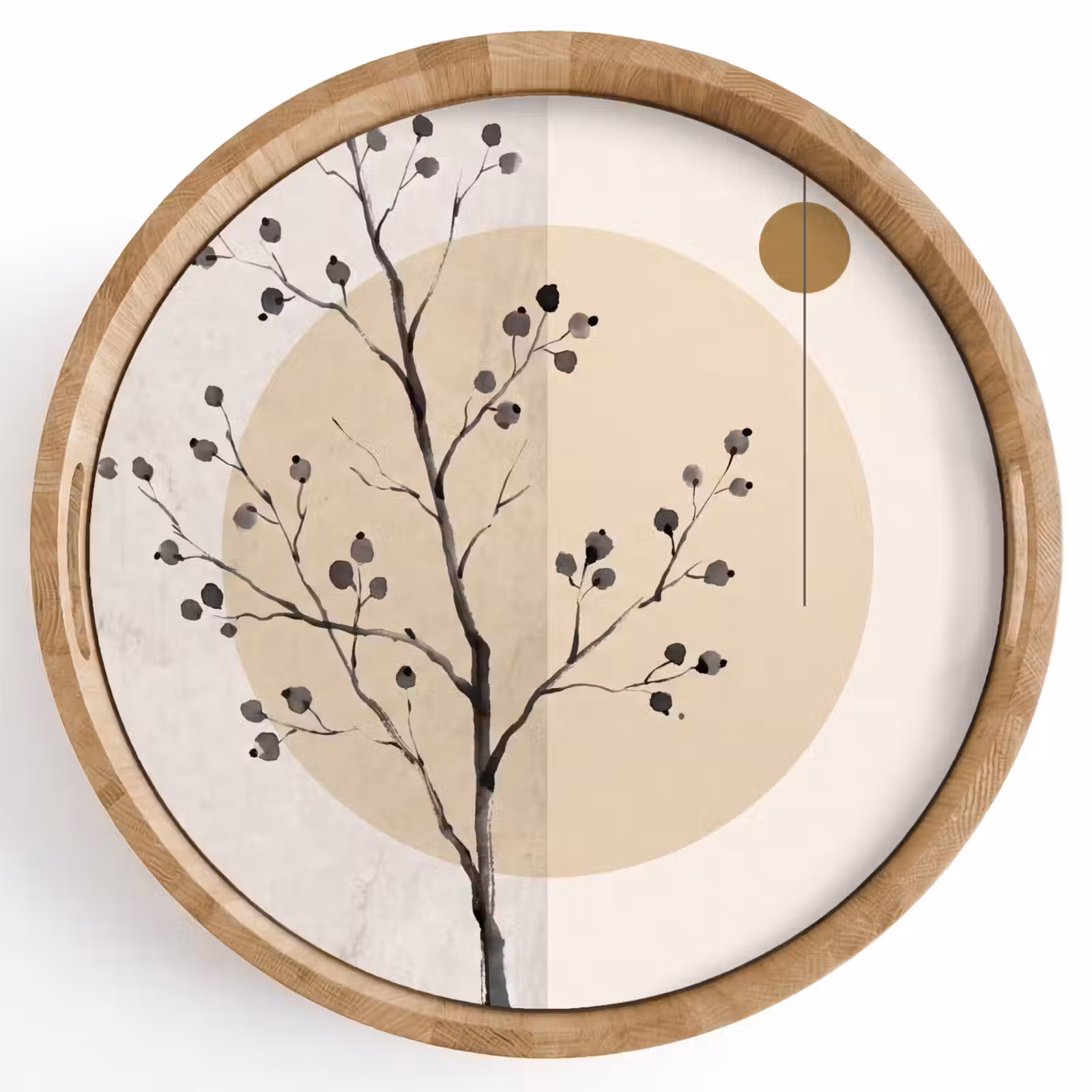 Tray - Plant - Abstract - Beige - Plant - Abstract - Beige Dienblad Rond middel