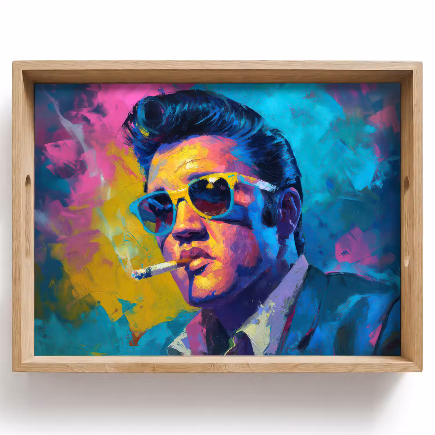 Portret - Sigaret - Kleurrijk - Bril Dienblad Rechthoek middel -z3d_shopping