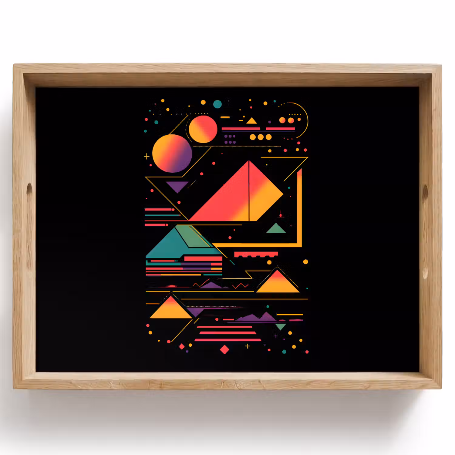 Piramides - Cirkels - Neonkleuren - Geometrisch Dienblad Rechthoek middel -z3d_shopping