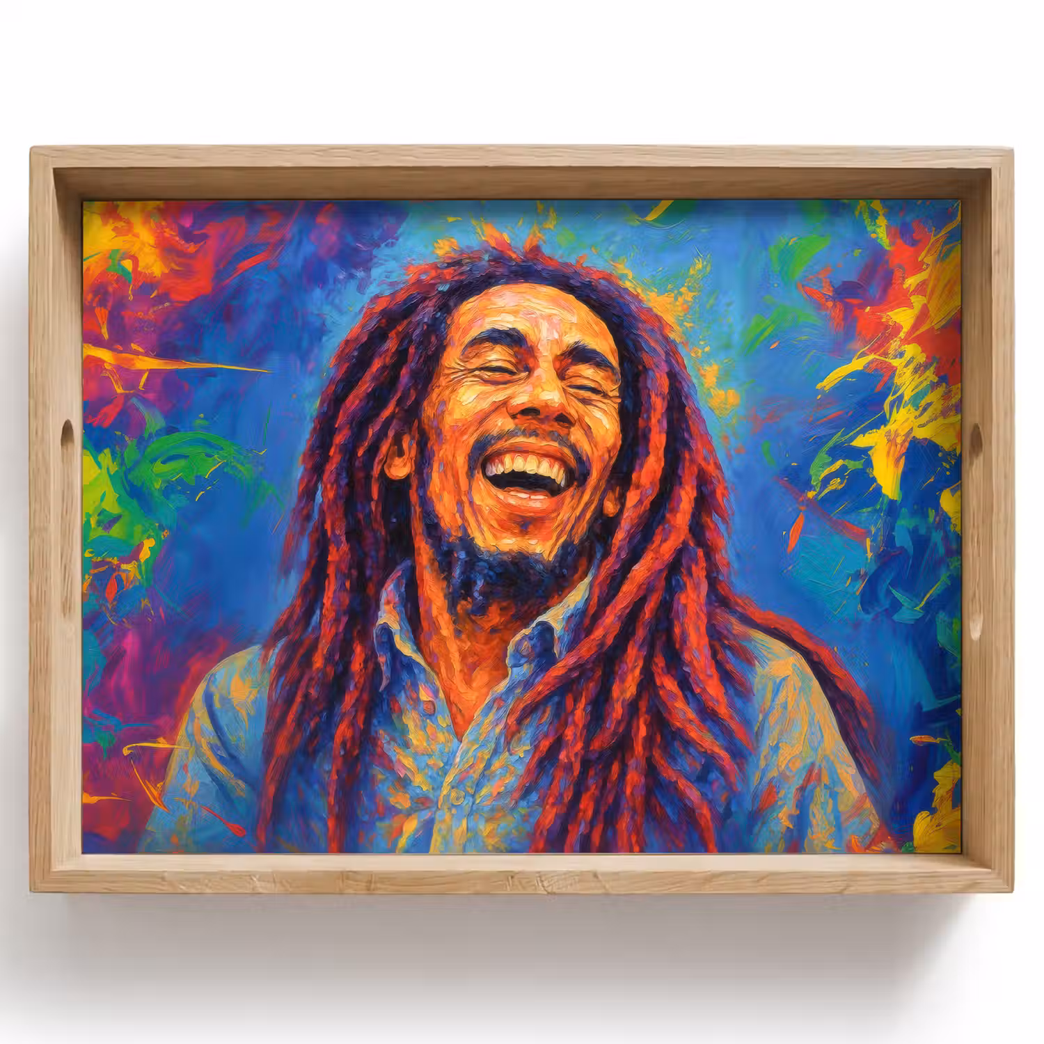 Regenboogkleuren - Man - schilderij Dienblad Rechthoek middel -z3d_shopping