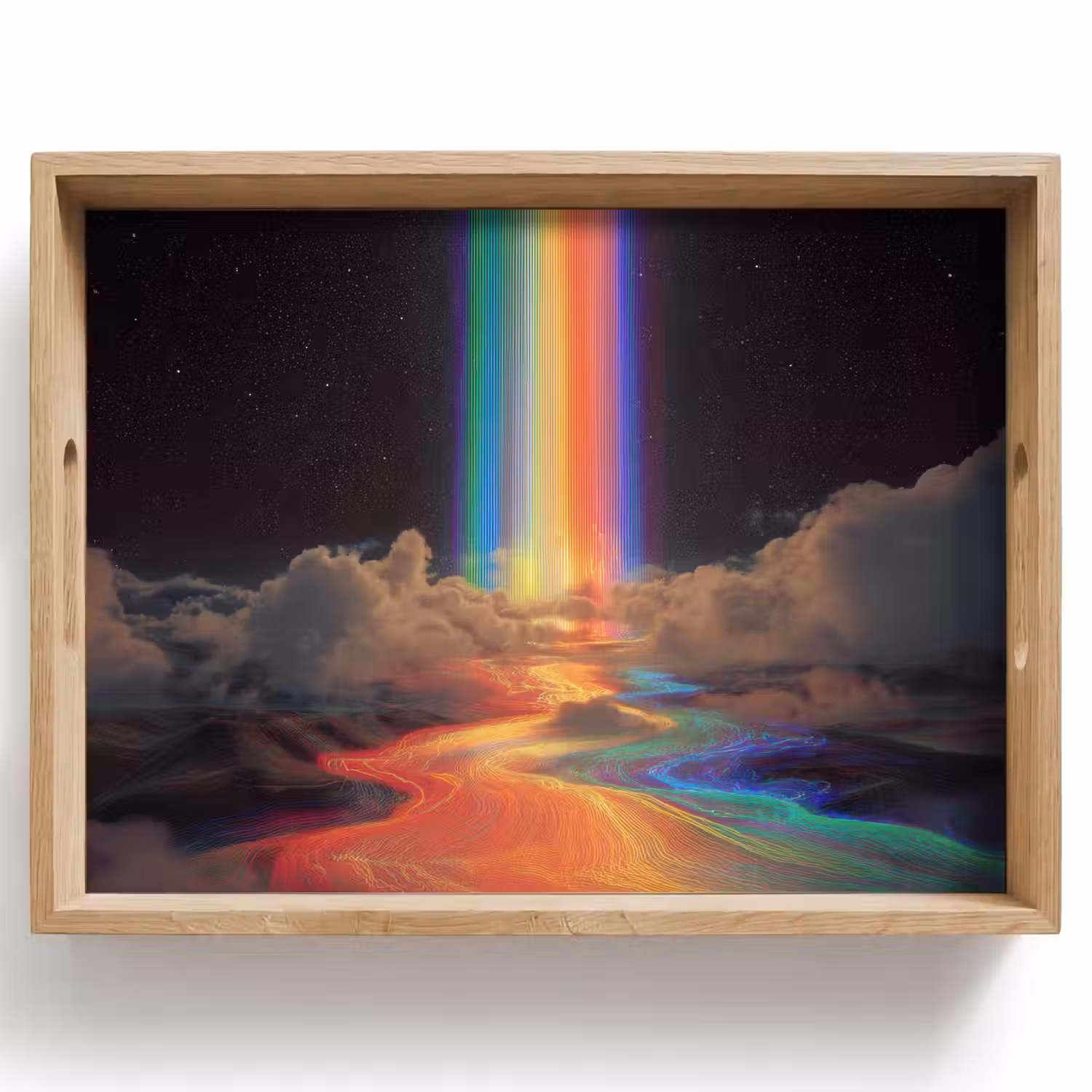 Regenboog - Verticaal - Sterrenhemel - Wolken Dienblad Rechthoek middel -z3d_shopping