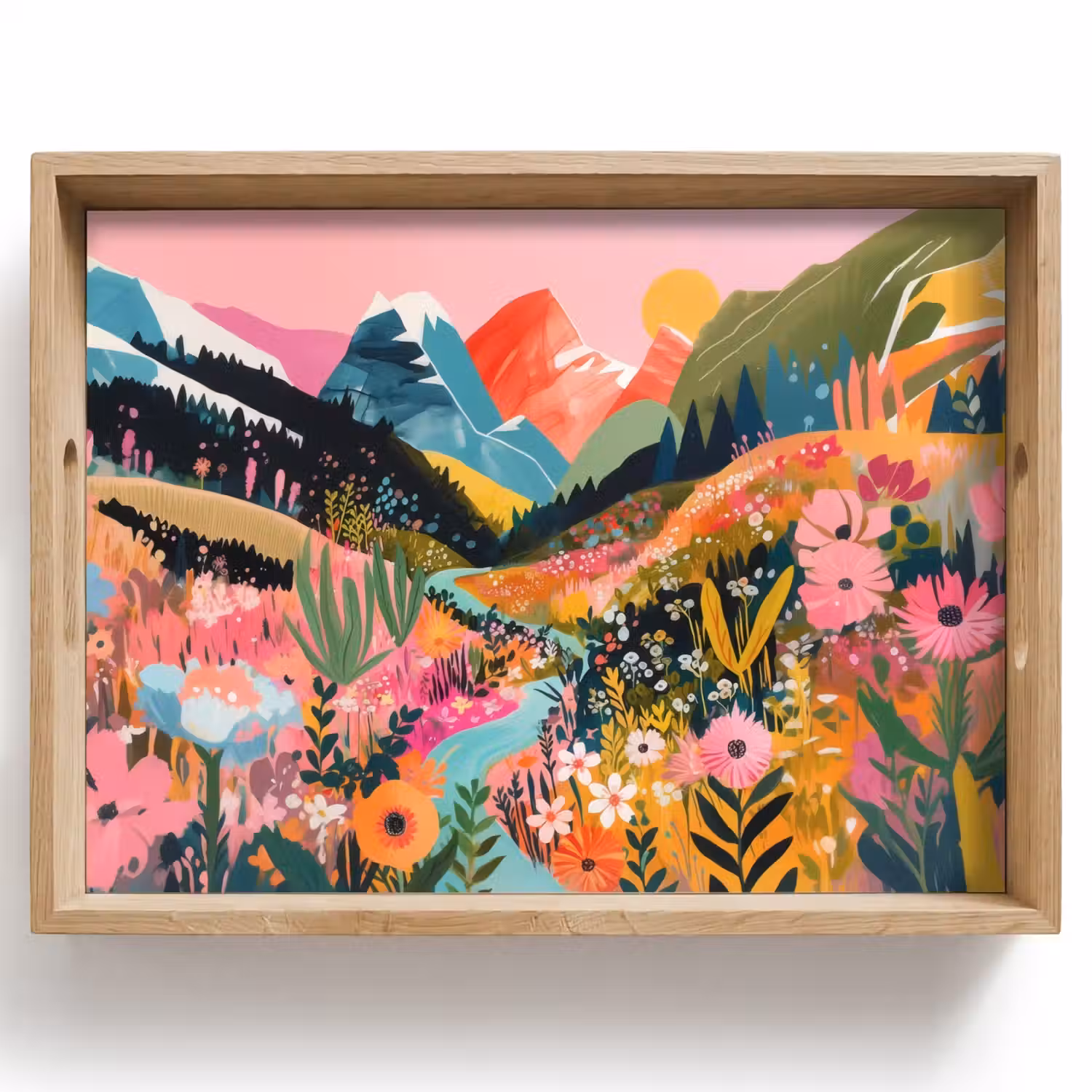 Rivier - Diepte - Bloemen Dienblad Rechthoek middel -z3d_shopping