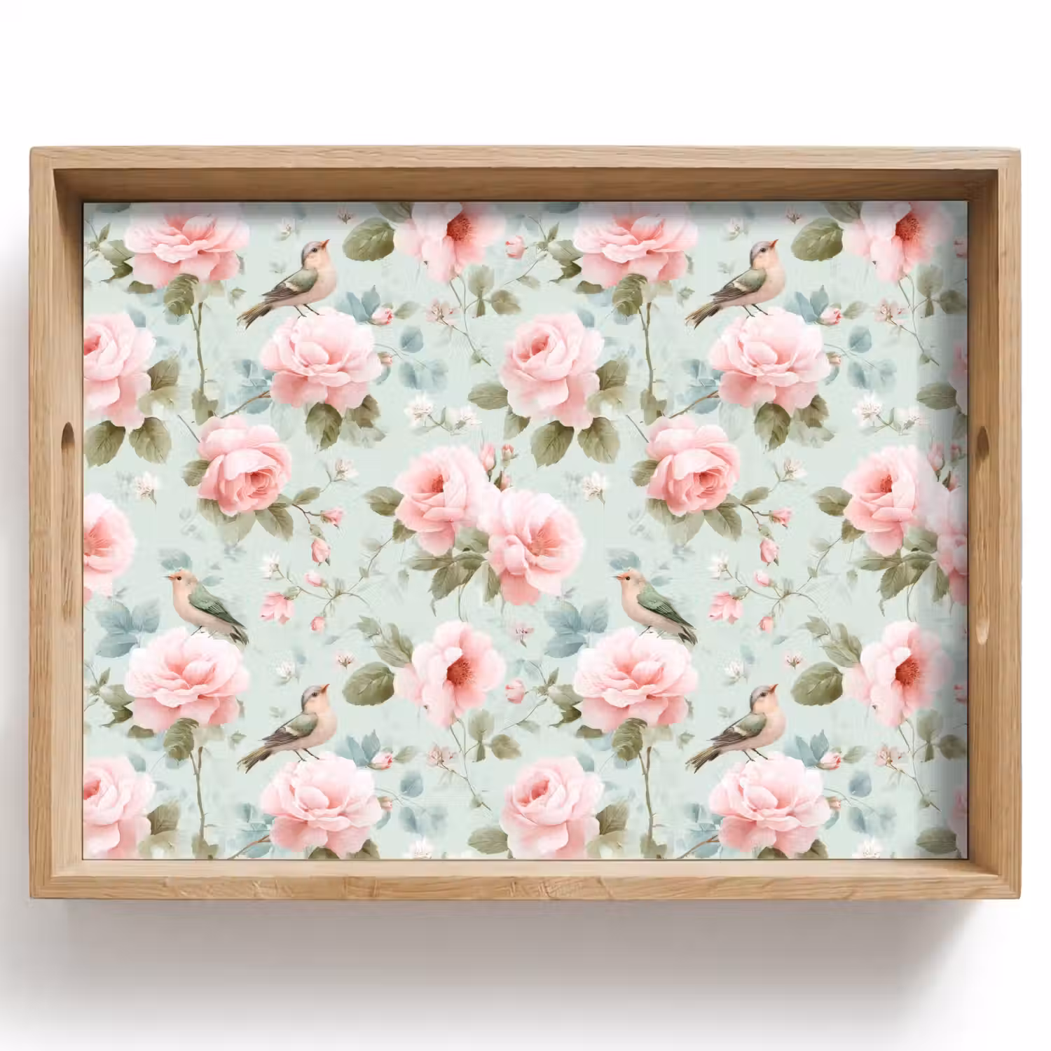 Rozen - Vogels - Pastel - Kleurrijk Dienblad Rechthoek middel 911 -z3d_shopping