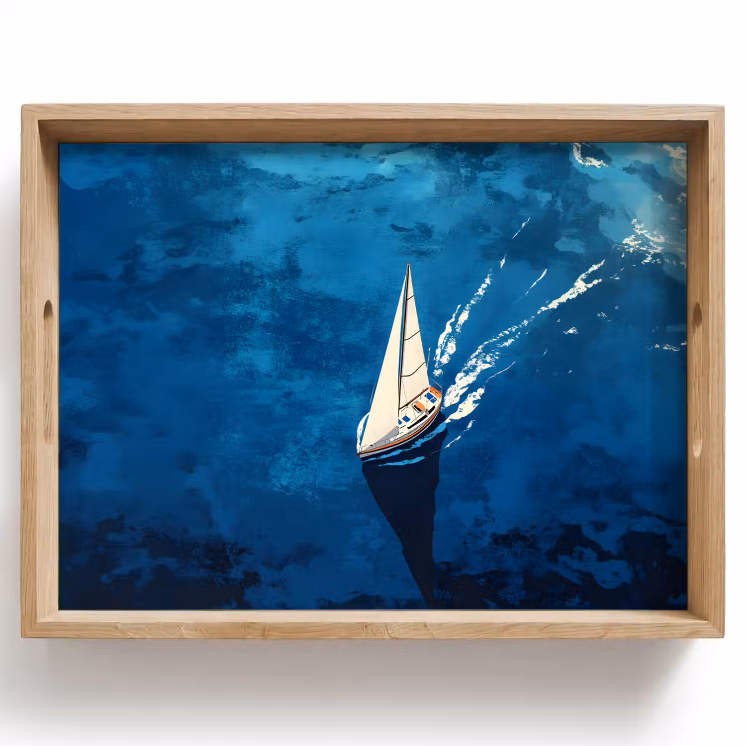 Zeilboot - Water - Abstract - Schaduw Dienblad Rechthoek middel -z3d_shopping