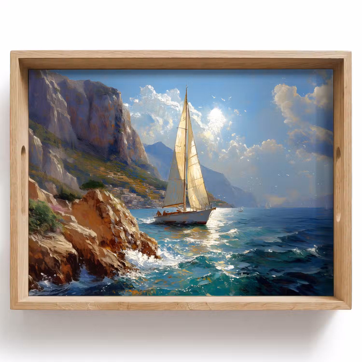 Zeilschip - Zee - Rotsen - Wolken Dienblad Rechthoek middel -z3d_shopping