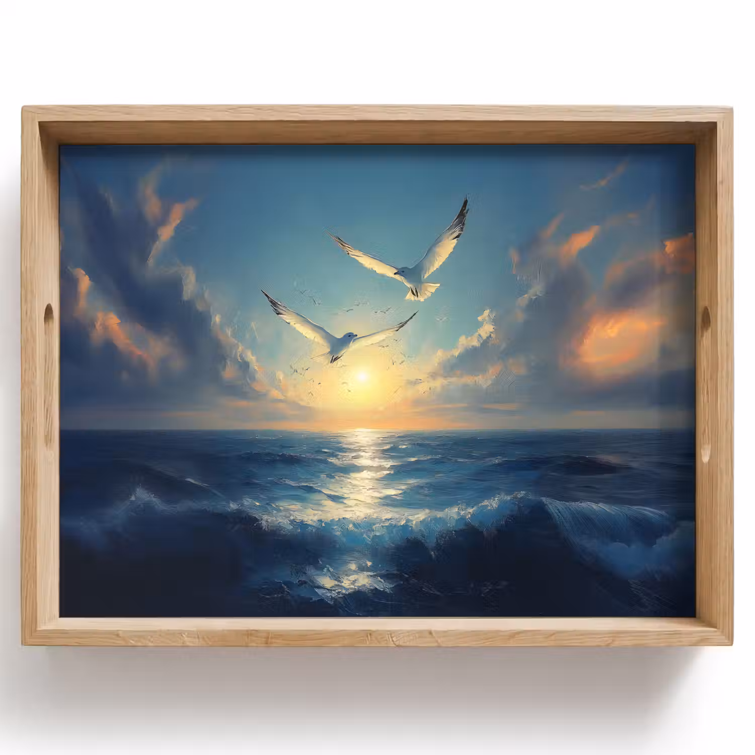 Meeuwen - Zee - Wolken -Blauw Dienblad Rechthoek middel -z3d_shopping