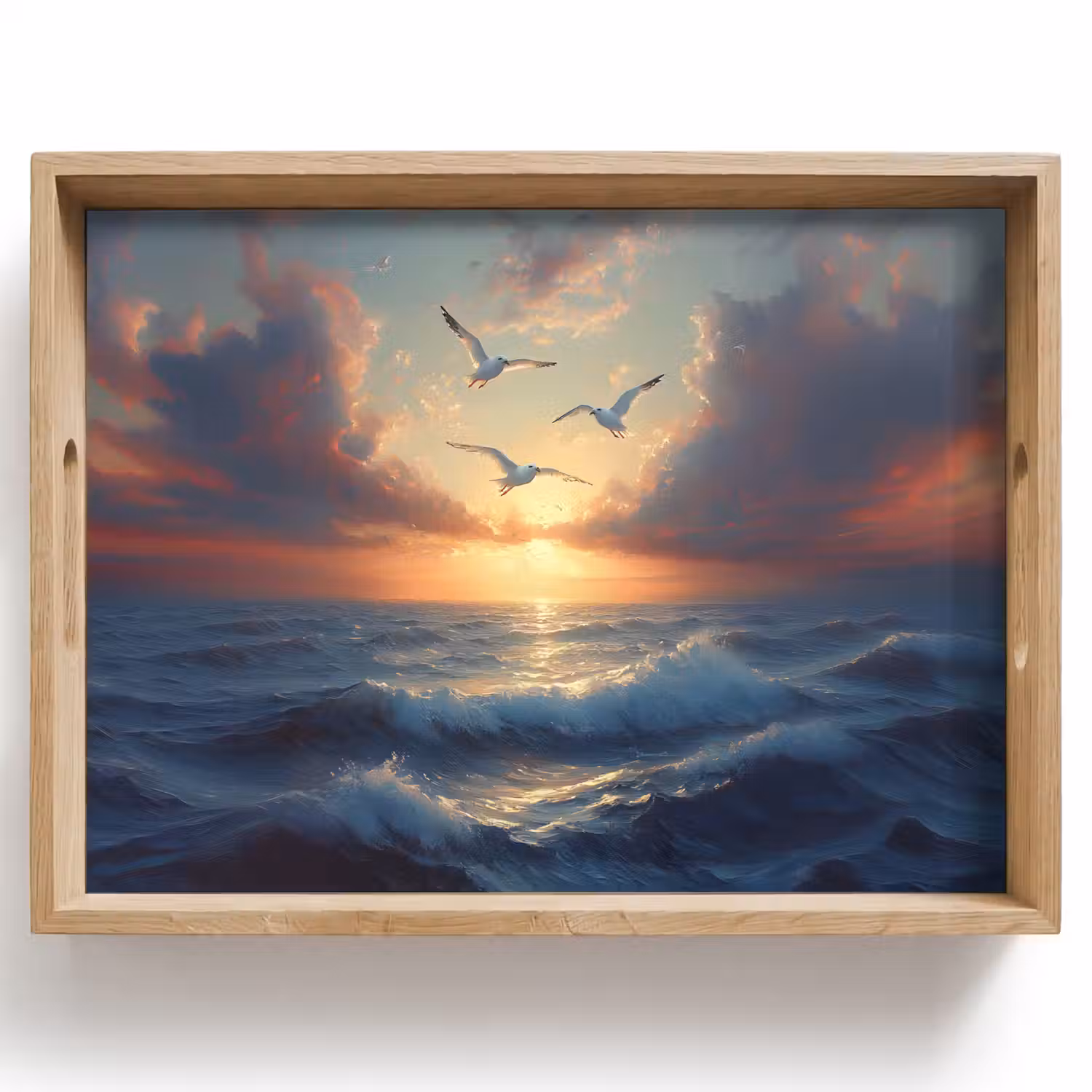 Meeuwen - Zonsondergang - Zee - Wolken Dienblad Rechthoek middel -z3d_shopping