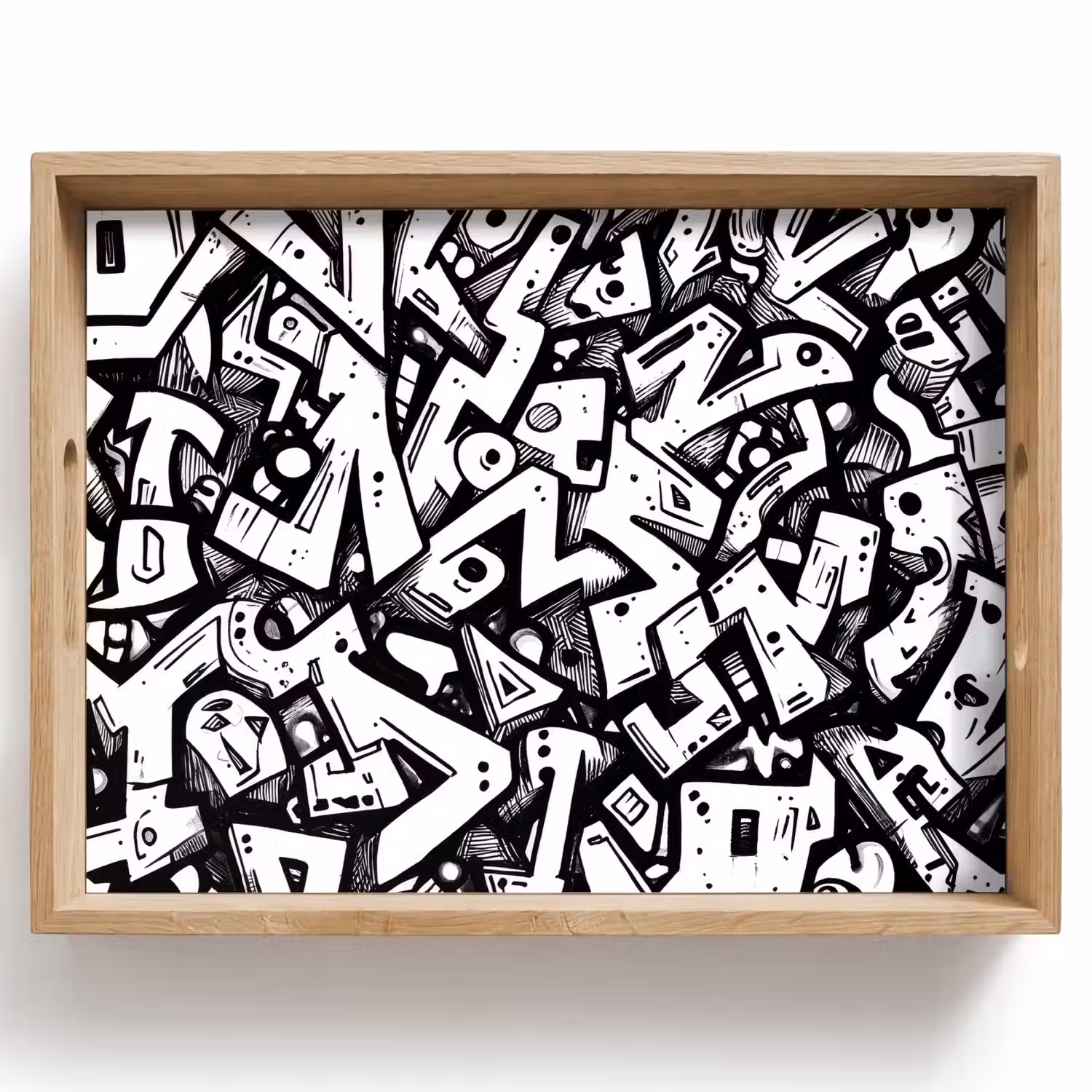 Vormen - Letters - Graffiti - Zwart Dienblad Rechthoek middel -z3d_shopping