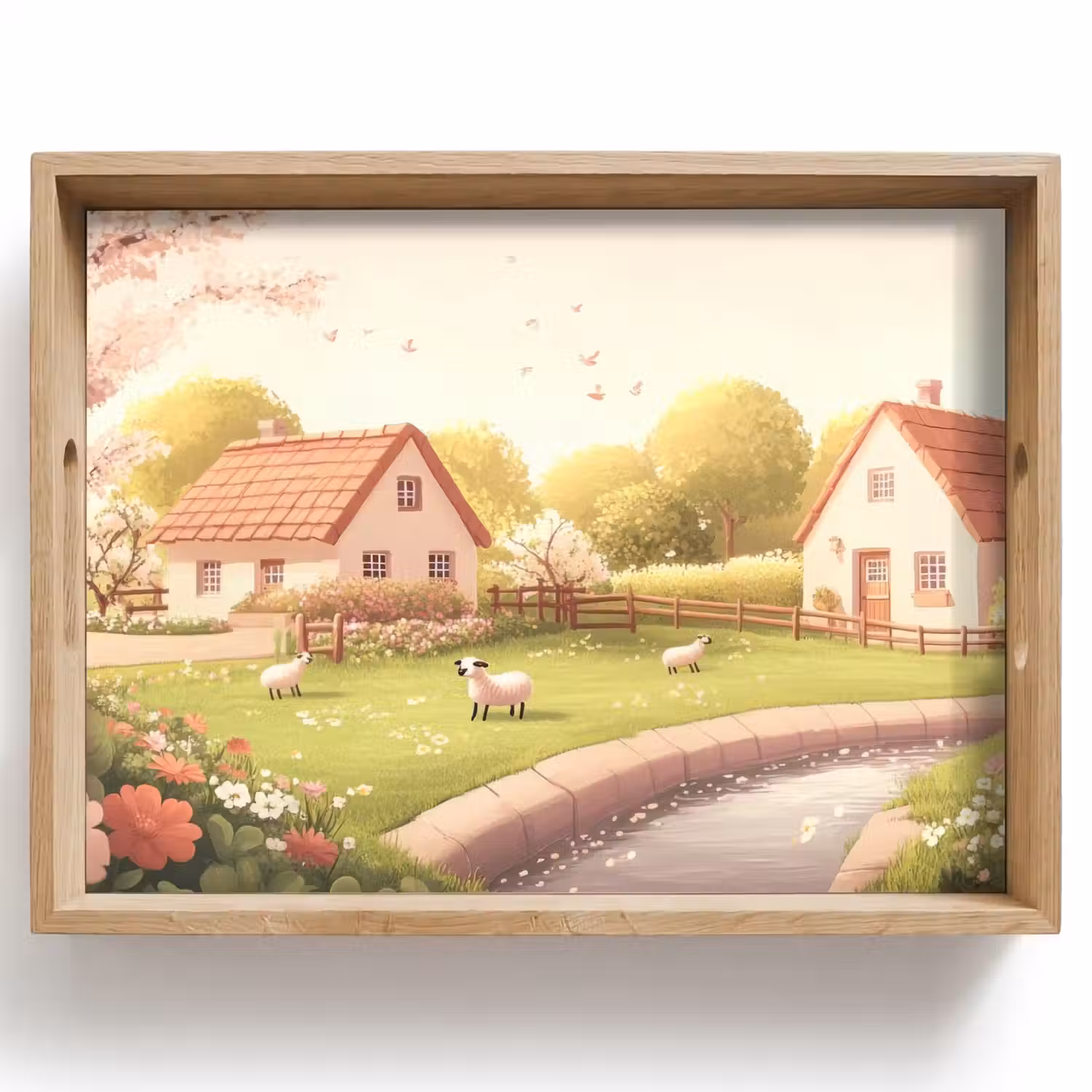 Schapen - Huisje - Platteland Dienblad Rechthoek middel -z3d_shopping