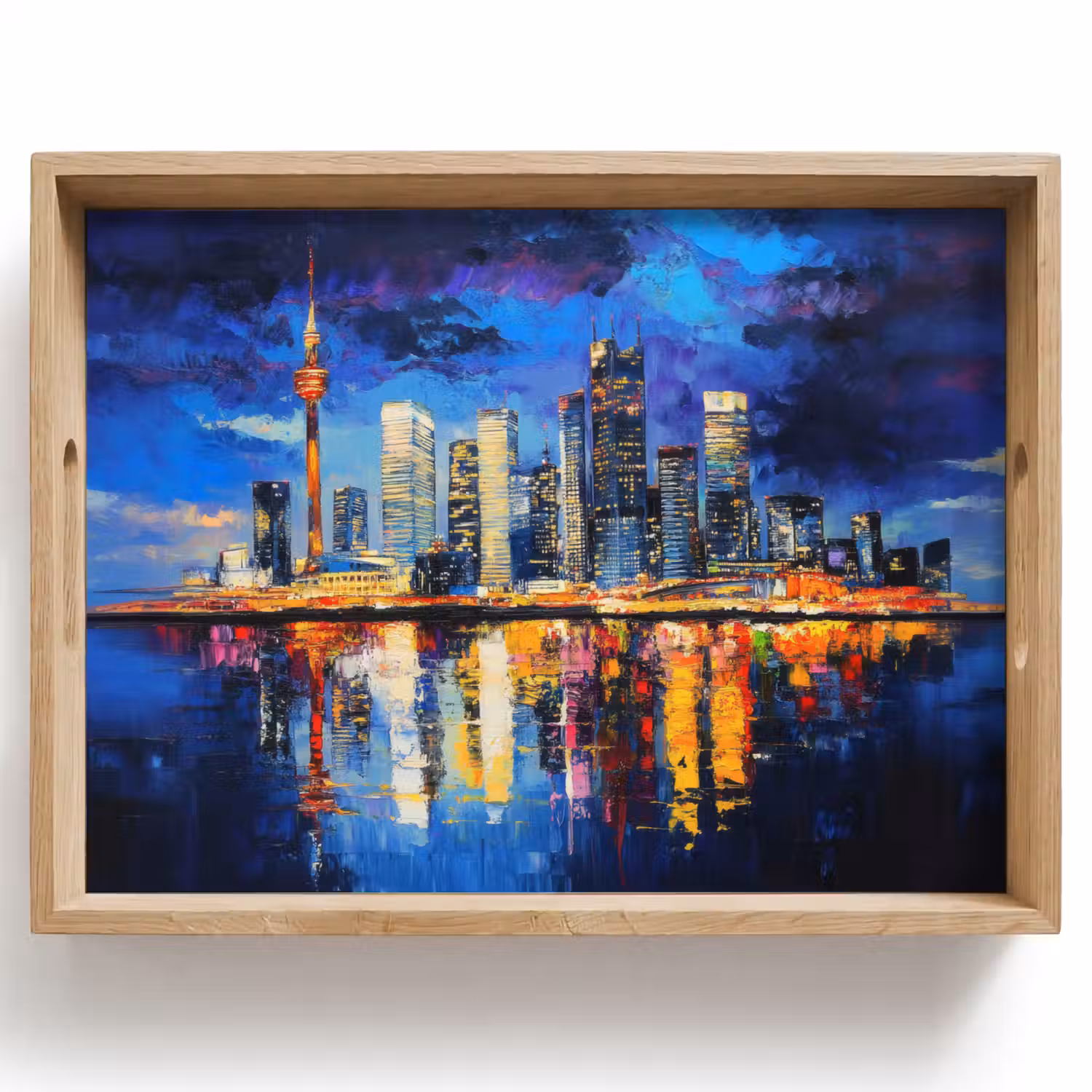 Skyline Toronto - Modern - Stadslicht - Blauw Dienblad Rechthoek middel -z3d_shopping