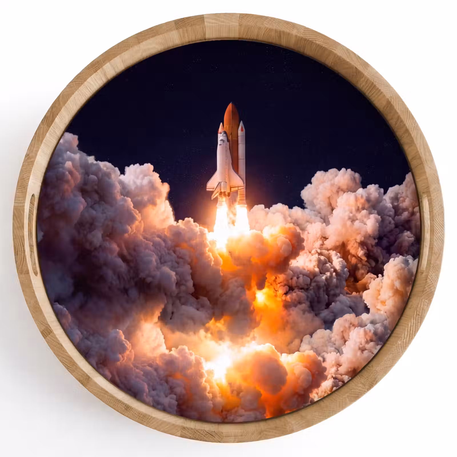 Tray - Spacecraft - Launch - Stars - Ruimtevaartuig - Lancering - Sterren Dienblad Rond middel
