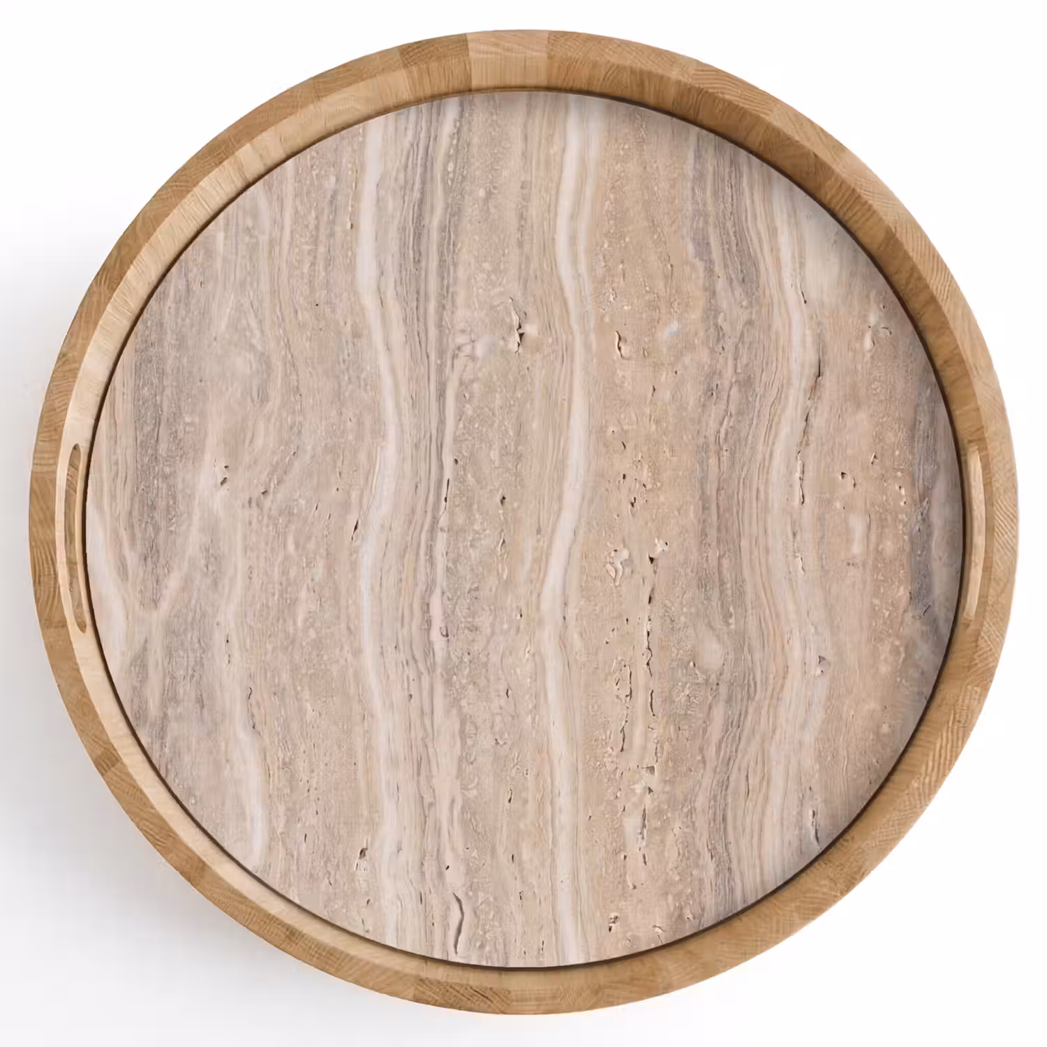 Steen - Patroon - Textuur - Natuurlijk - Beige Dienblad Rond middel -z3d_shopping