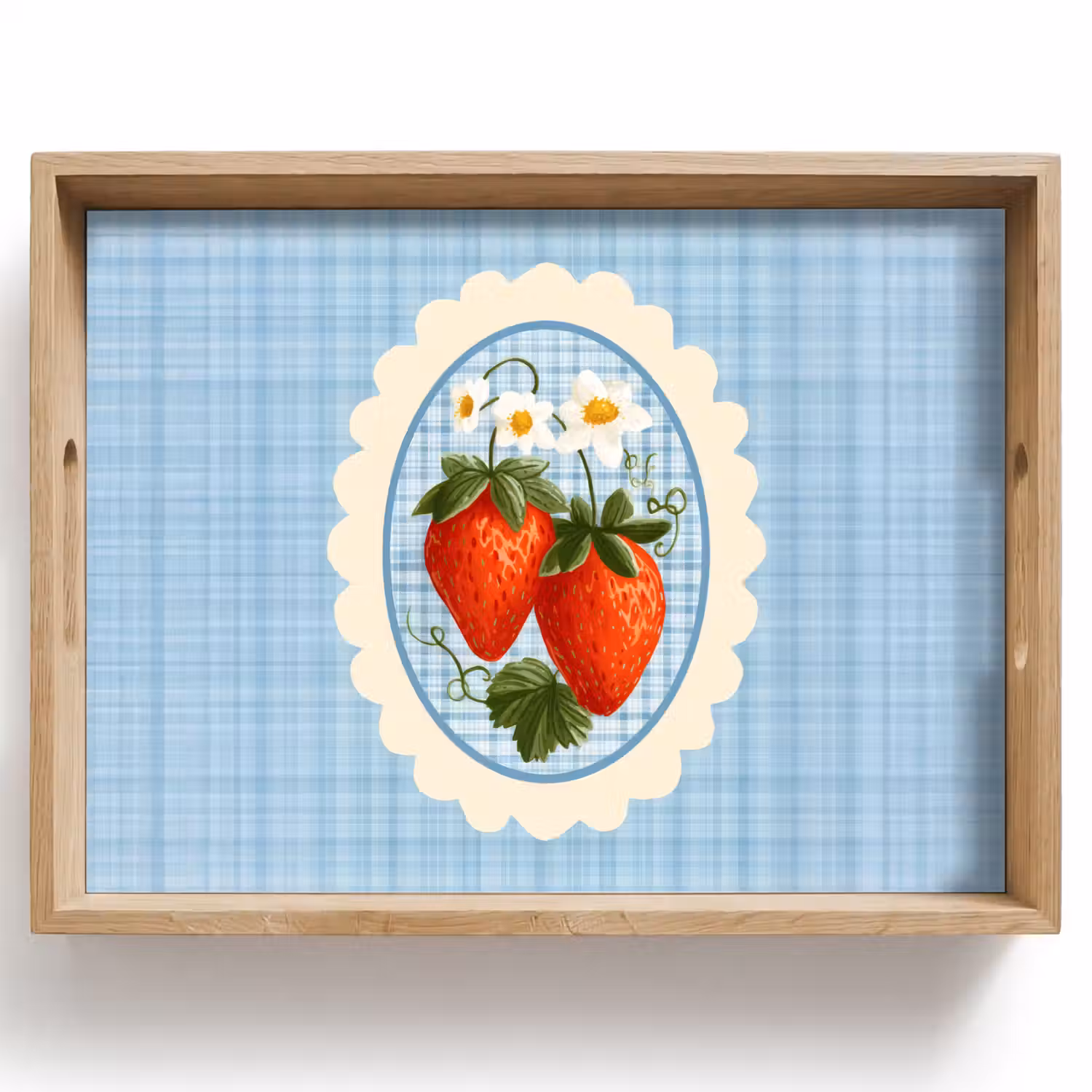 Aardbeien - Lijst - Rood - Geruit Dienblad Rechthoek middel -z3d_shopping