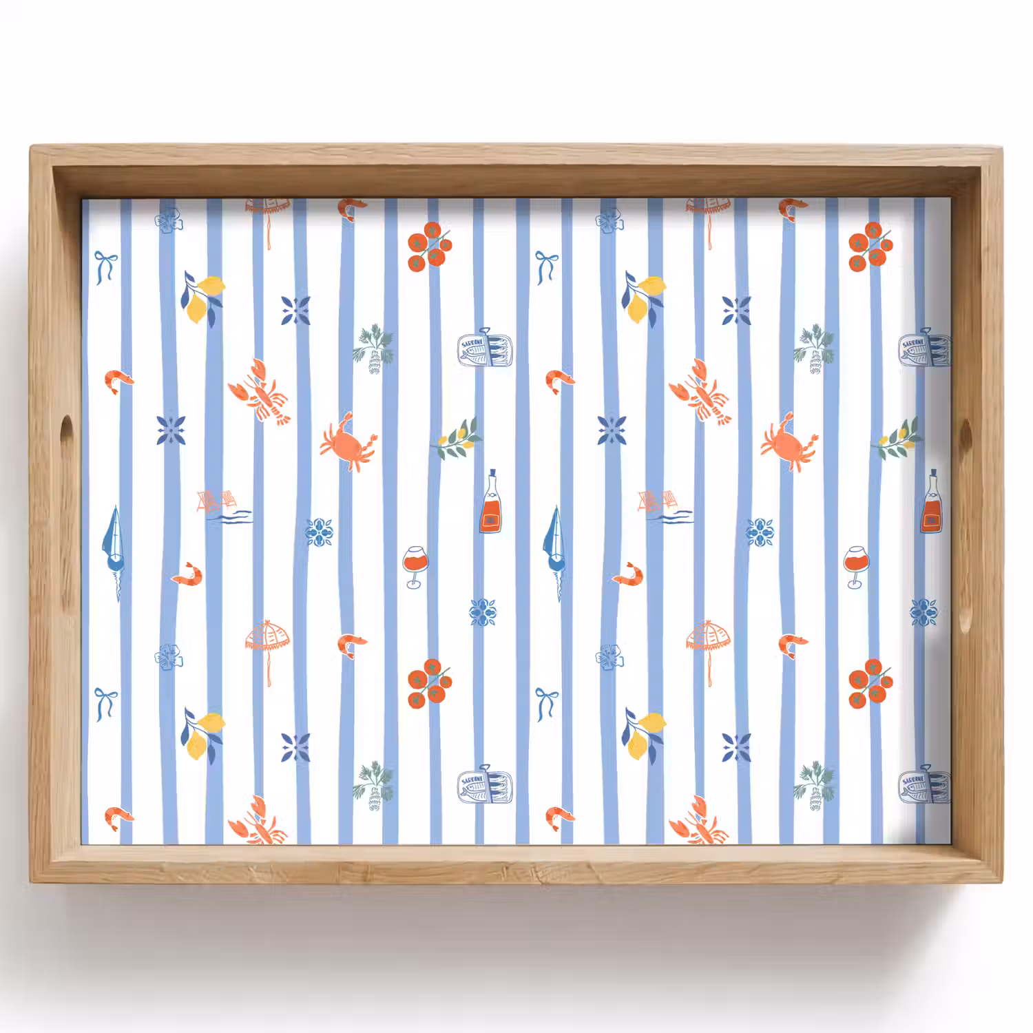 Strepen - Blauw - Patroon - Zomer Dienblad Rechthoek middel 911 -z3d_shopping
