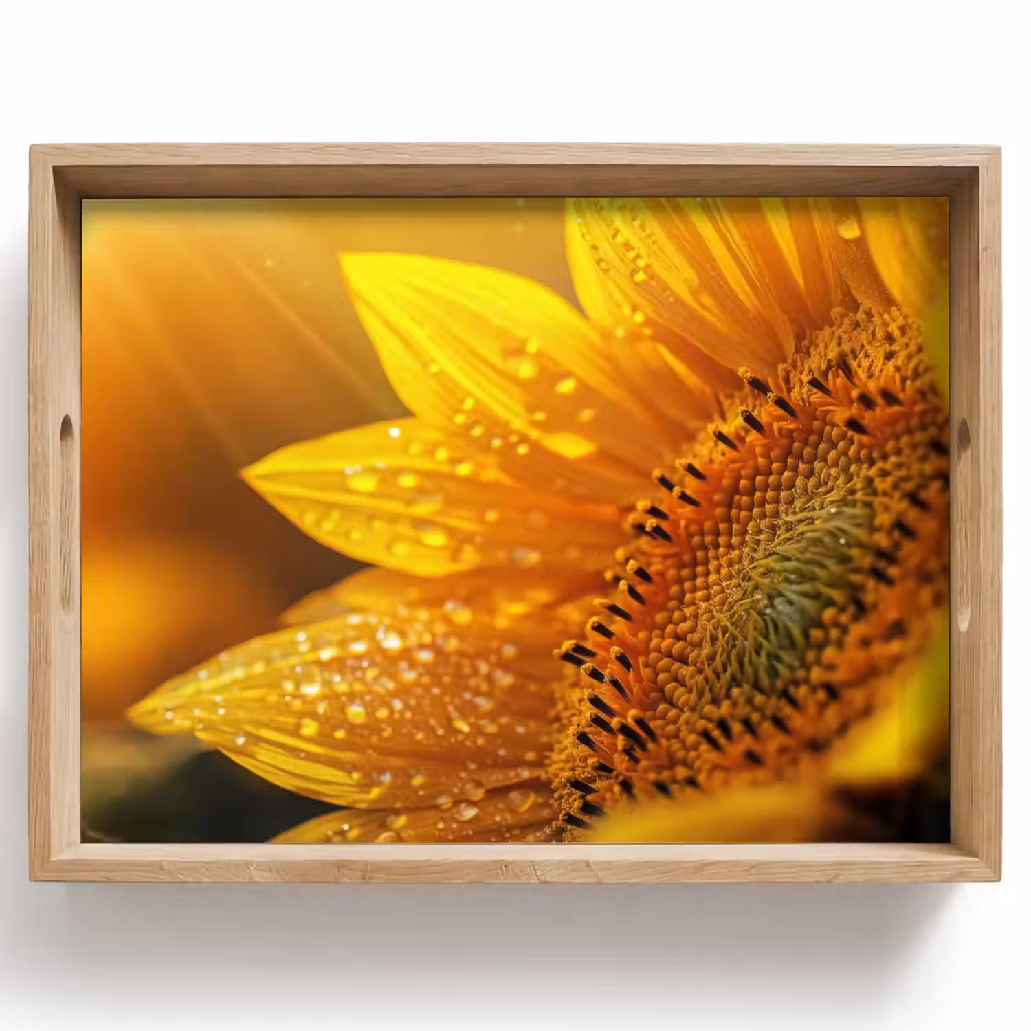 Zonnebloem - Dauwdruppels - Geel - Zonlicht Dienblad Rechthoek middel -z3d_shopping