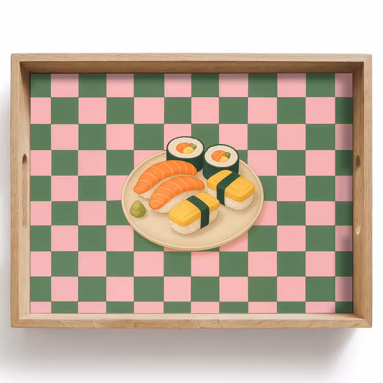 Sushi - Bord - Geblokt - Groen Dienblad Rechthoek middel -z3d_shopping