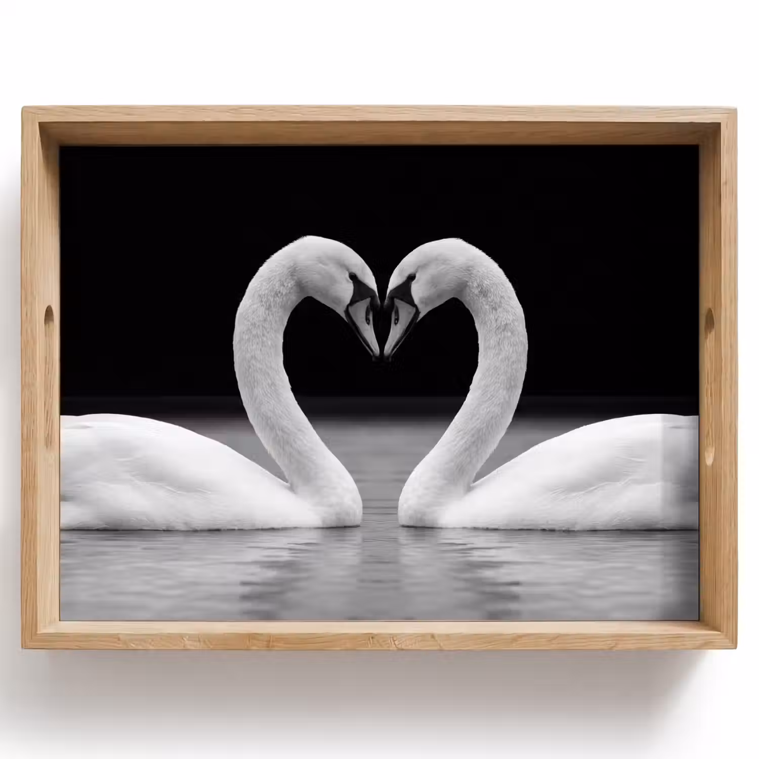 Zwanen - Hart - Zwart - Wit Dienblad Rechthoek middel -z3d_shopping