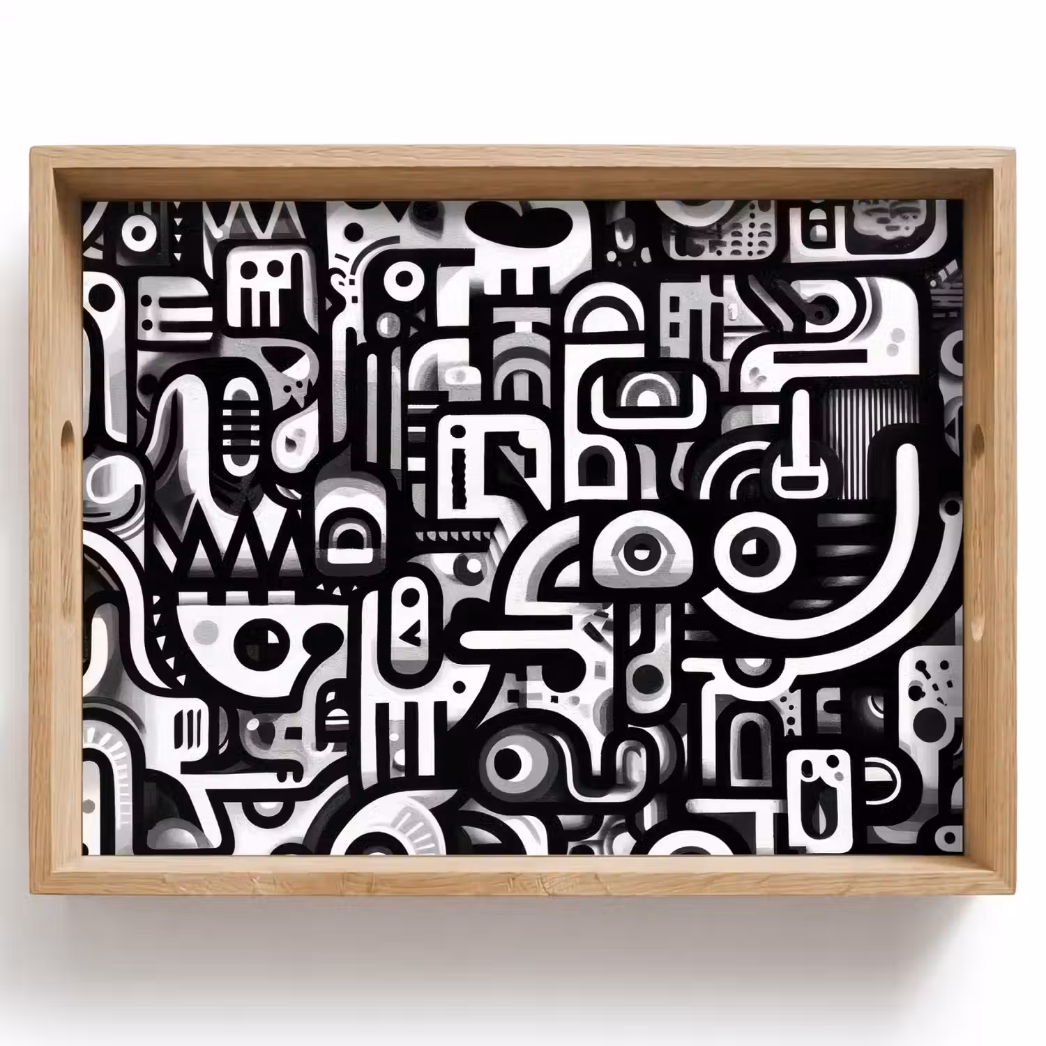 Symbolen - Abstract - Grafisch - Zwart Dienblad Rechthoek middel -z3d_shopping