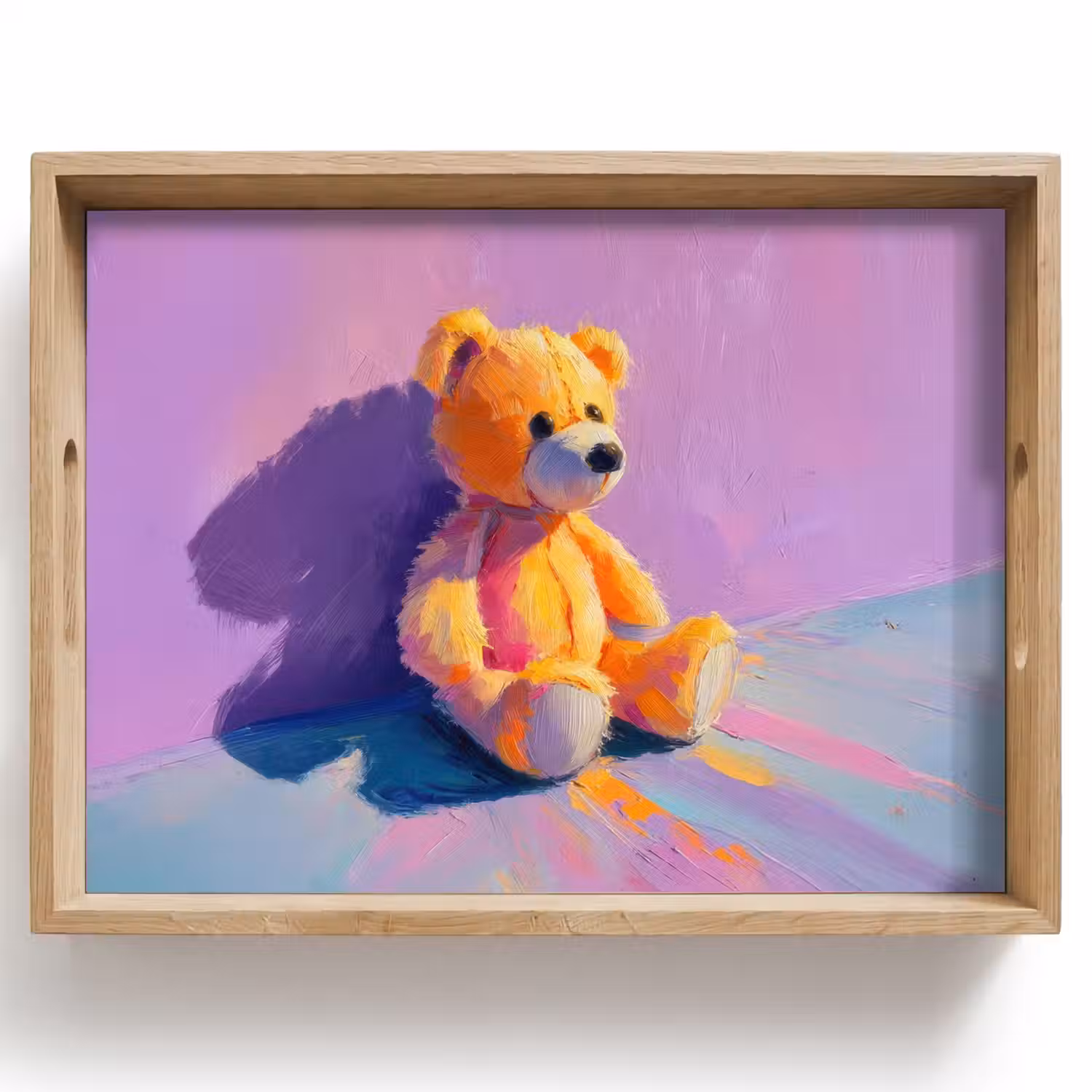 Teddybeer - Schaduw - Penseelstreken - Paars Dienblad Rechthoek middel -z3d_shopping