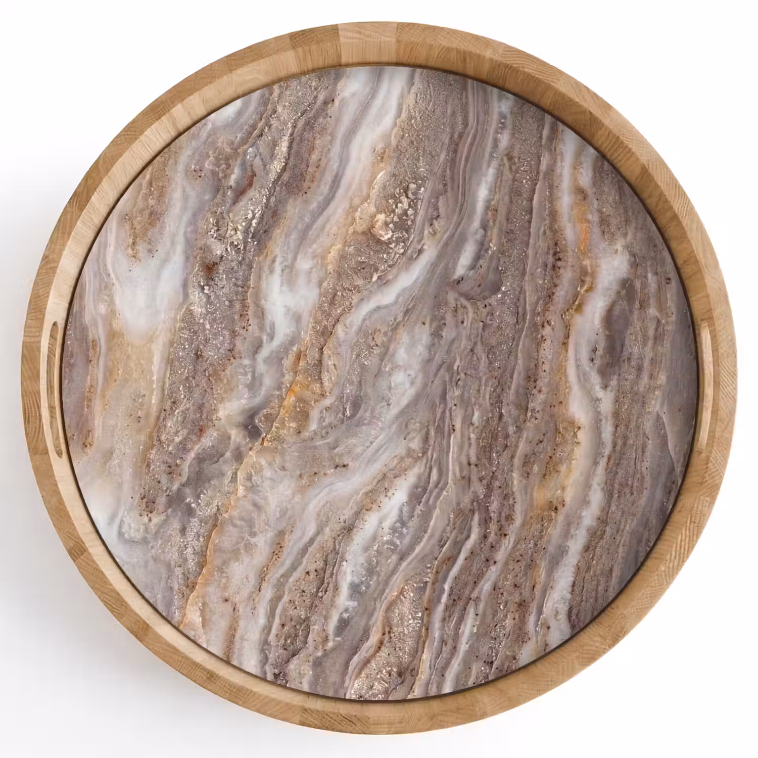 Textuur - Steen - Abstract - Beige Dienblad Rond middel -z3d_shopping