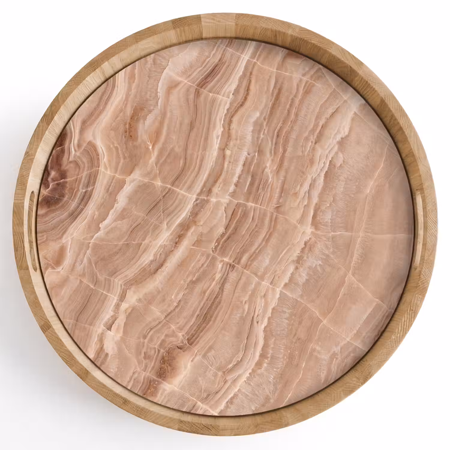 Textuur - Golvend - Abstract - Warm - Bruin Dienblad Rond middel -z3d_shopping