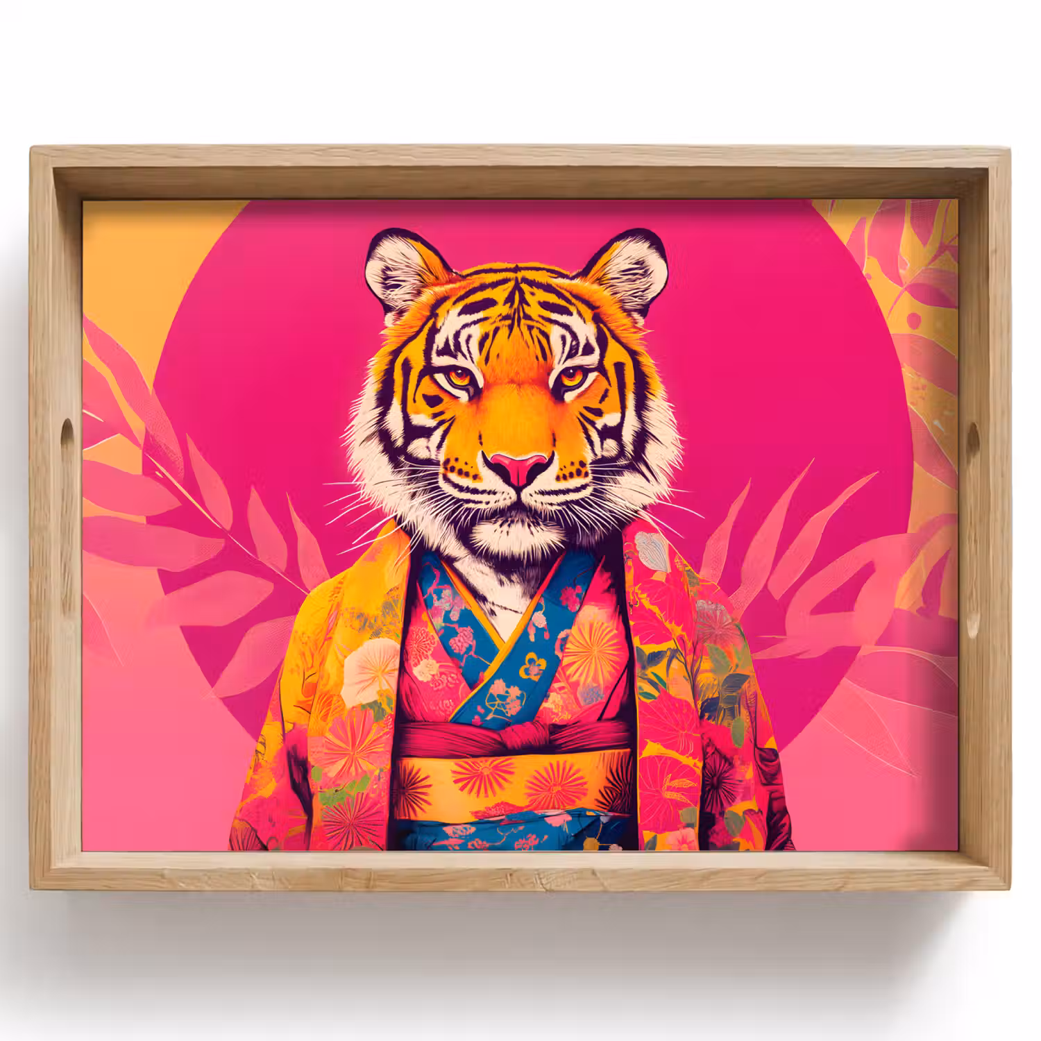 Tijger - Kimono - Planten - Roze Dienblad Rechthoek middel -z3d_shopping