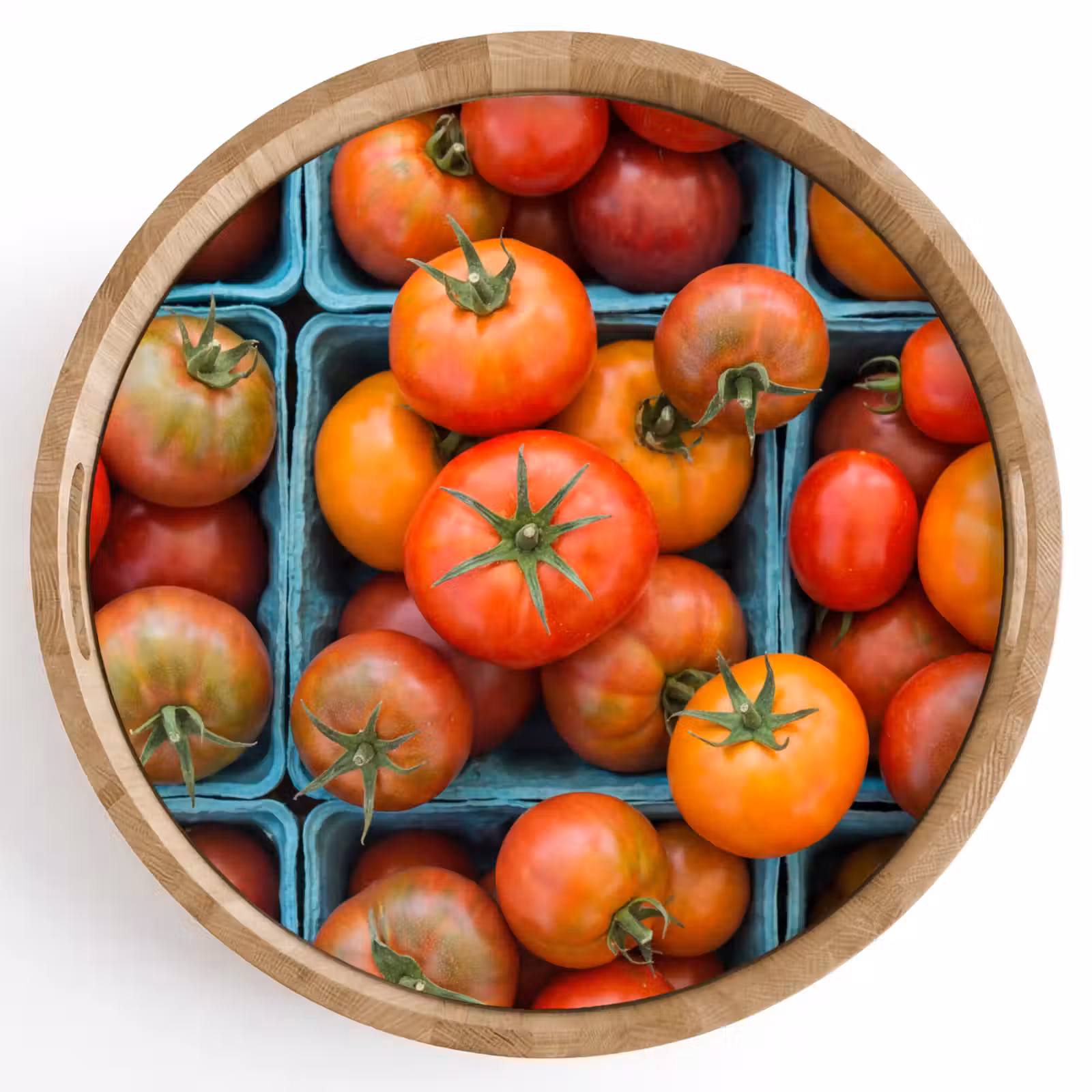 Tray - Tomatoes - Food - Colorful - Tomaten - Eten - Kleurrijk Dienblad Rond middel