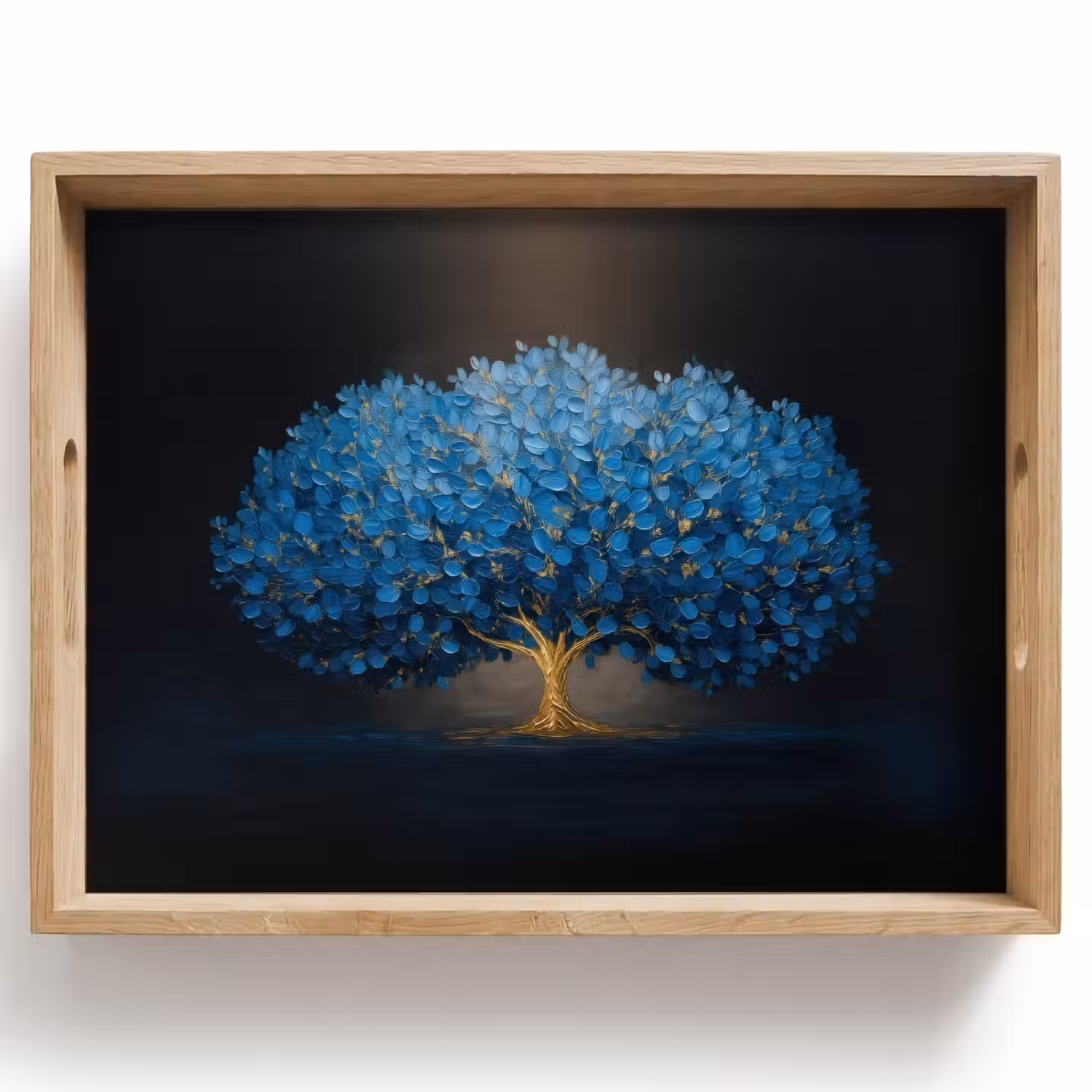 Boom - Blauw - Bladeren - Penseelstreken Dienblad Rechthoek middel -z3d_shopping