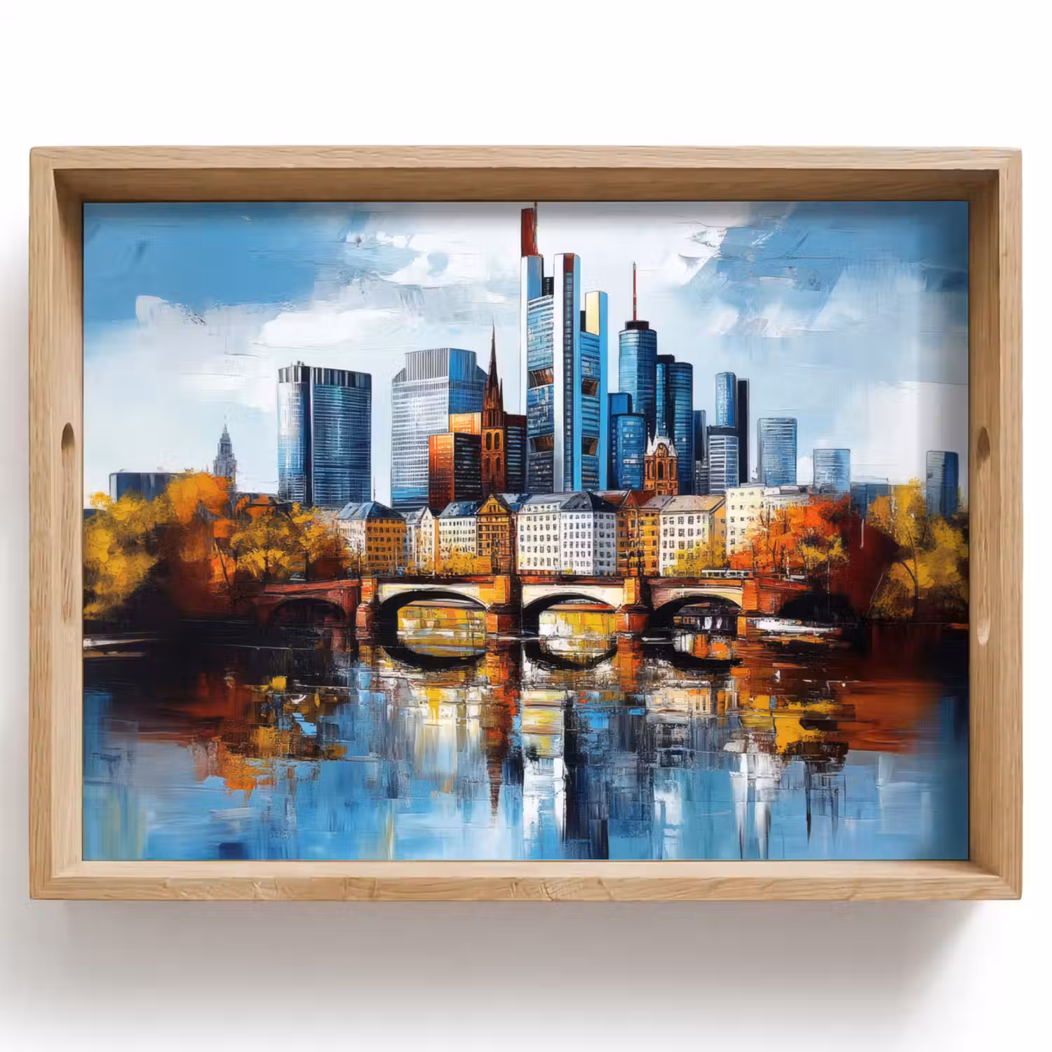 Bomen Frankfurt- Stad - Skyline - Brug Dienblad Rechthoek middel -z3d_shopping